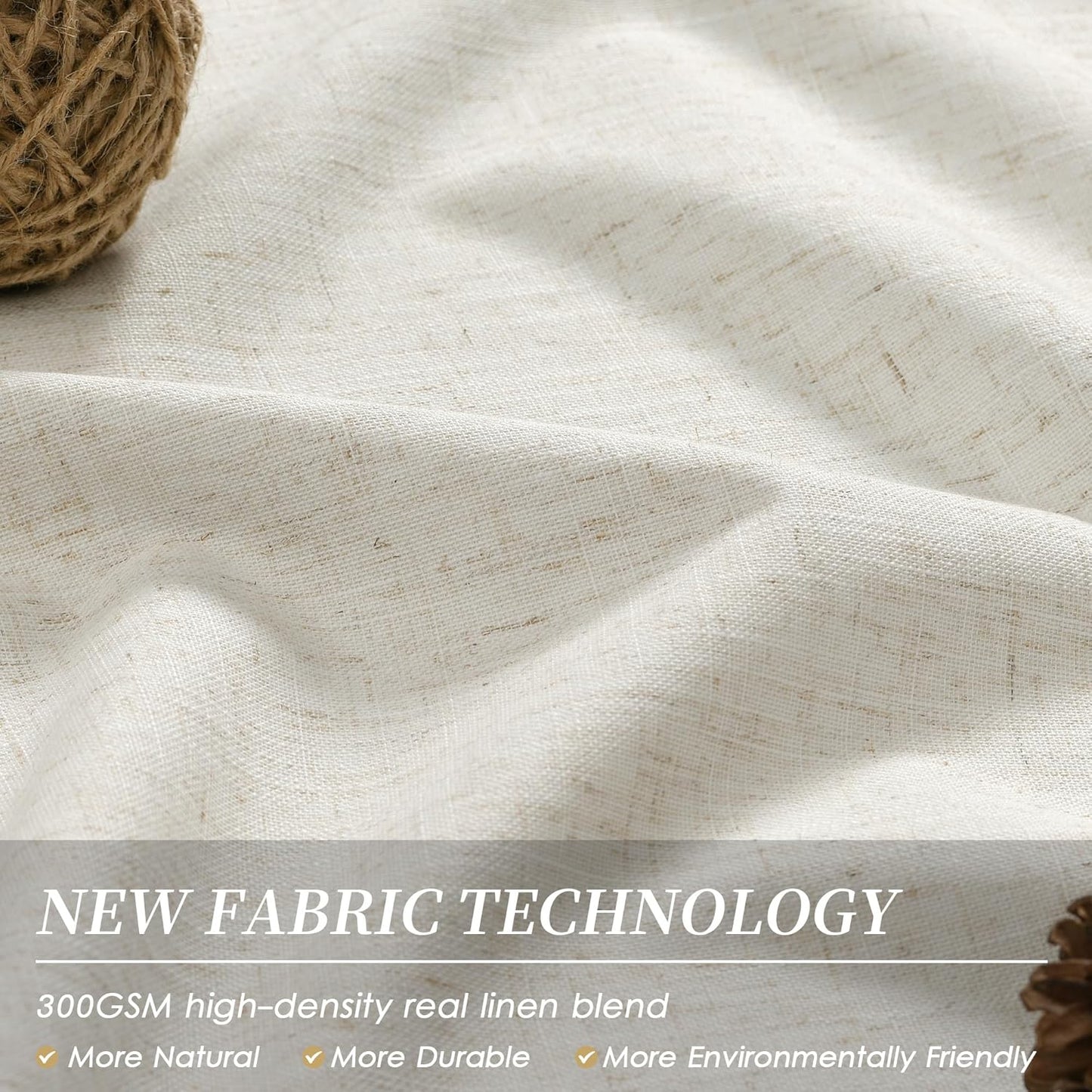 Cream Linen Blackout Curtains for Bedroom 84 Inch Length 2 Panels Set Room Darkening Curtains Natural Beige Black Out Curtain Neutral Thermal Insulated Living Room Nursery Drapes Back Tab 52x84