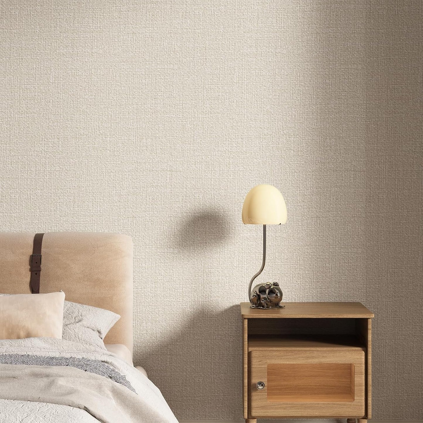 Grasscloth Peel and Stick Wallpaper 20.8"x394" Beige Thick Fabric Textured Linen Classic Faux Grassweave Neutral Removable Wallpaper Vinyl Film Roll for Home Use(Beige, 20.8"x394")