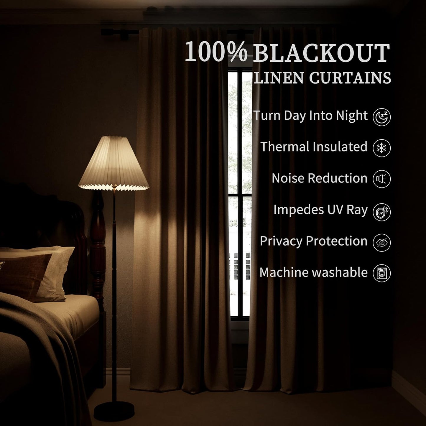 BOODII Blue Black Out Curtains 80 Inch Long for Bedroom Window Room Darkening Full Light Blocking Curtains Back Tab Neutral Elegant Nursery Baby Blackout Curtain Thermal Insulated Linen Drapes 52x80