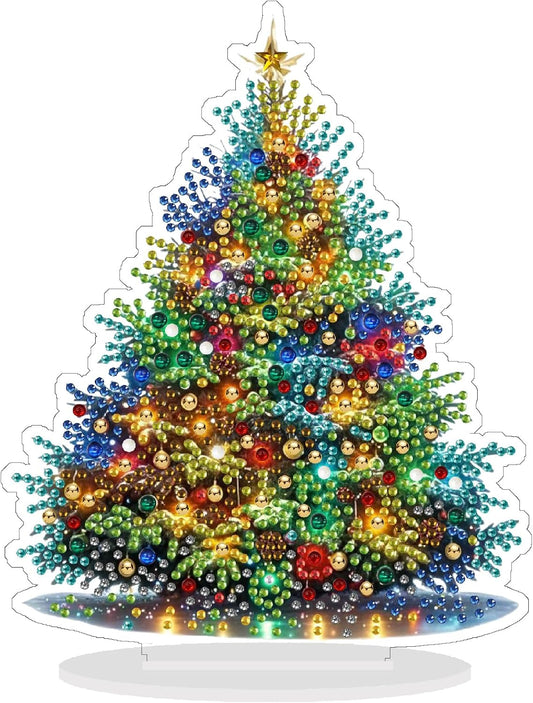 Diamond Art Kit for Adult Christmas, 5D Diamond Art Painting, Double Sided Decorative Special-Shaped Rhinestone Desktop Ornaments, DIY Acrylic Ornaments (Christmas Tree)