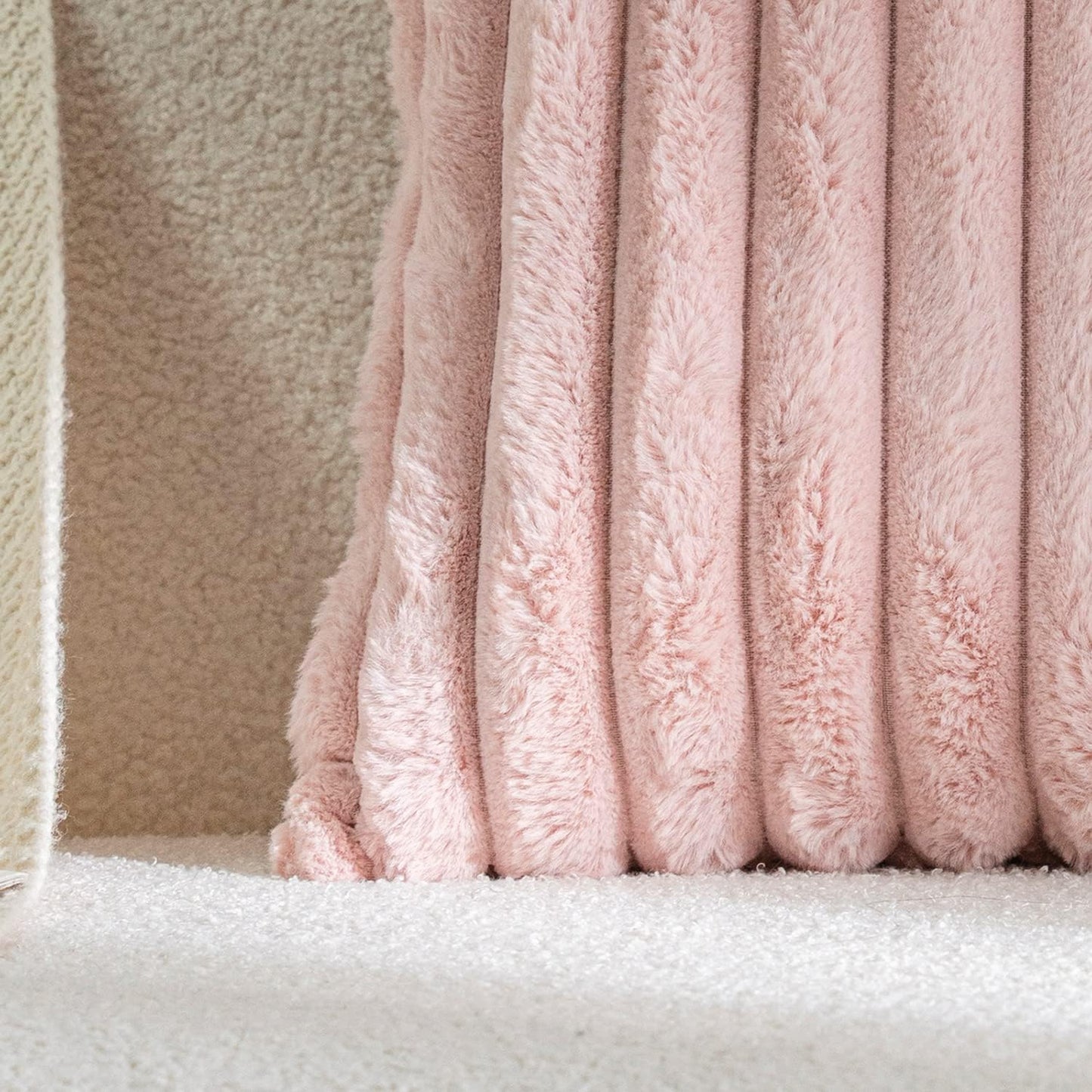 DEELAND Pack of 2,Double-Sided Faux Fur Plush Decorative Throw Pillow Covers Fuzzy Striped Soft Pillowcase Cushion Covers for Sofa Couch Bedroom