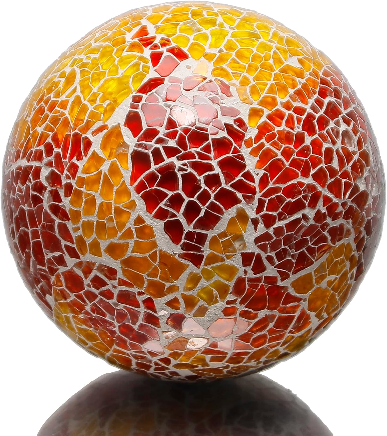 3pcs 4in Orange Mosaic Glass Sphere Balls for Decorative Bowls, Vases, Tables | Home, Office, Event Decor | Polished Finish