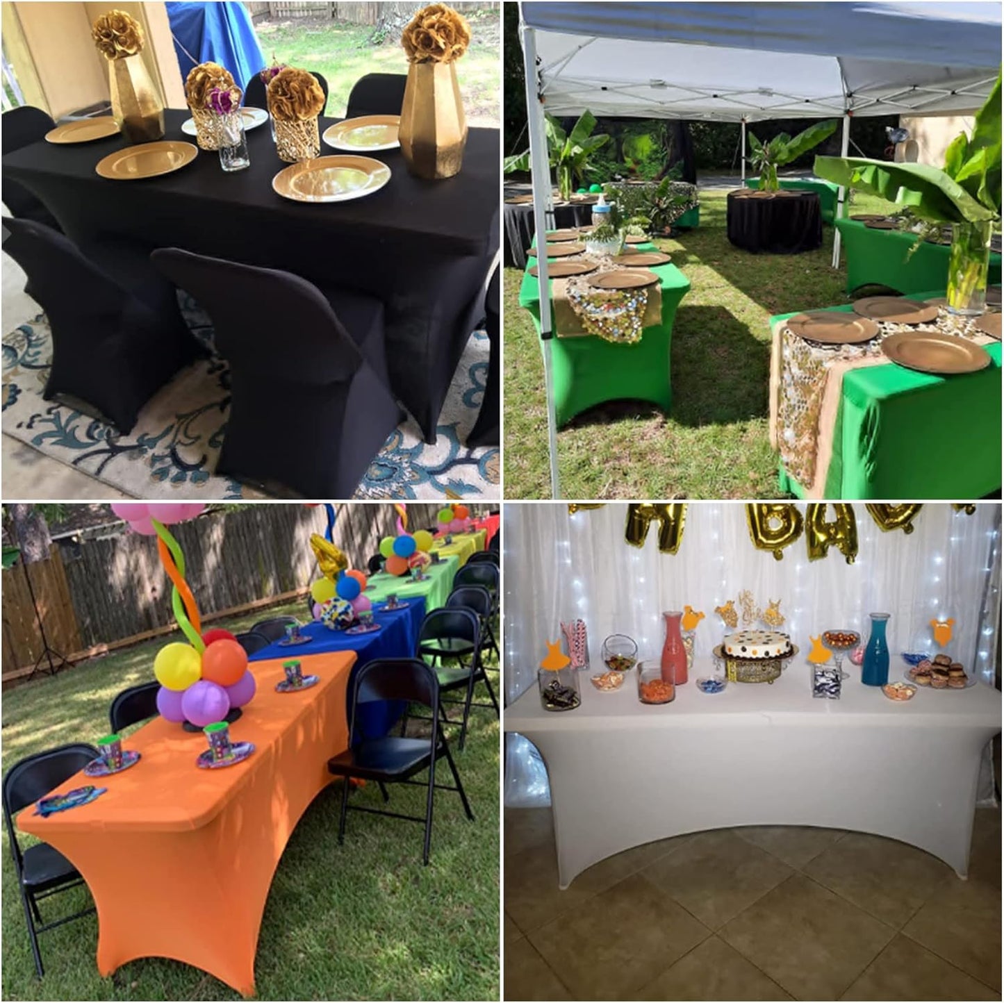 Spandex 4ft Waterproof Table Cover for Party,Wedding, Banquet, and Events(Gary)