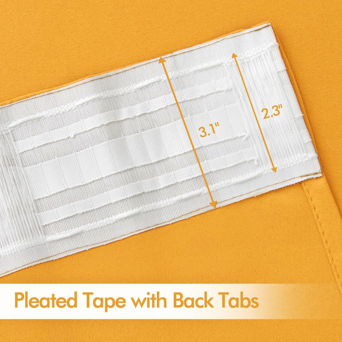 MIULEE Yellow Back Tab Blackout Curtains 72 Inches Long 2 Panels Set for Living Room Bedroom Privacy, Rod Pocket/Pinch Pleat Thermal Insulated Room Darkening Pleated Light Blocking Drapes