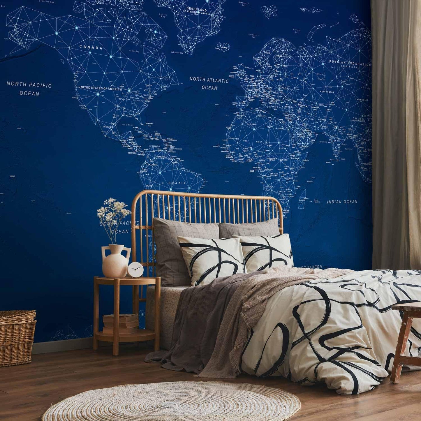 artgeist Premium Wall Mural World Map 118x83 in - XXL Non-Woven Wallpaper Fleece Wall Decor Photo Print Picture Image Design Home Map of The World k-A-0125-a-a