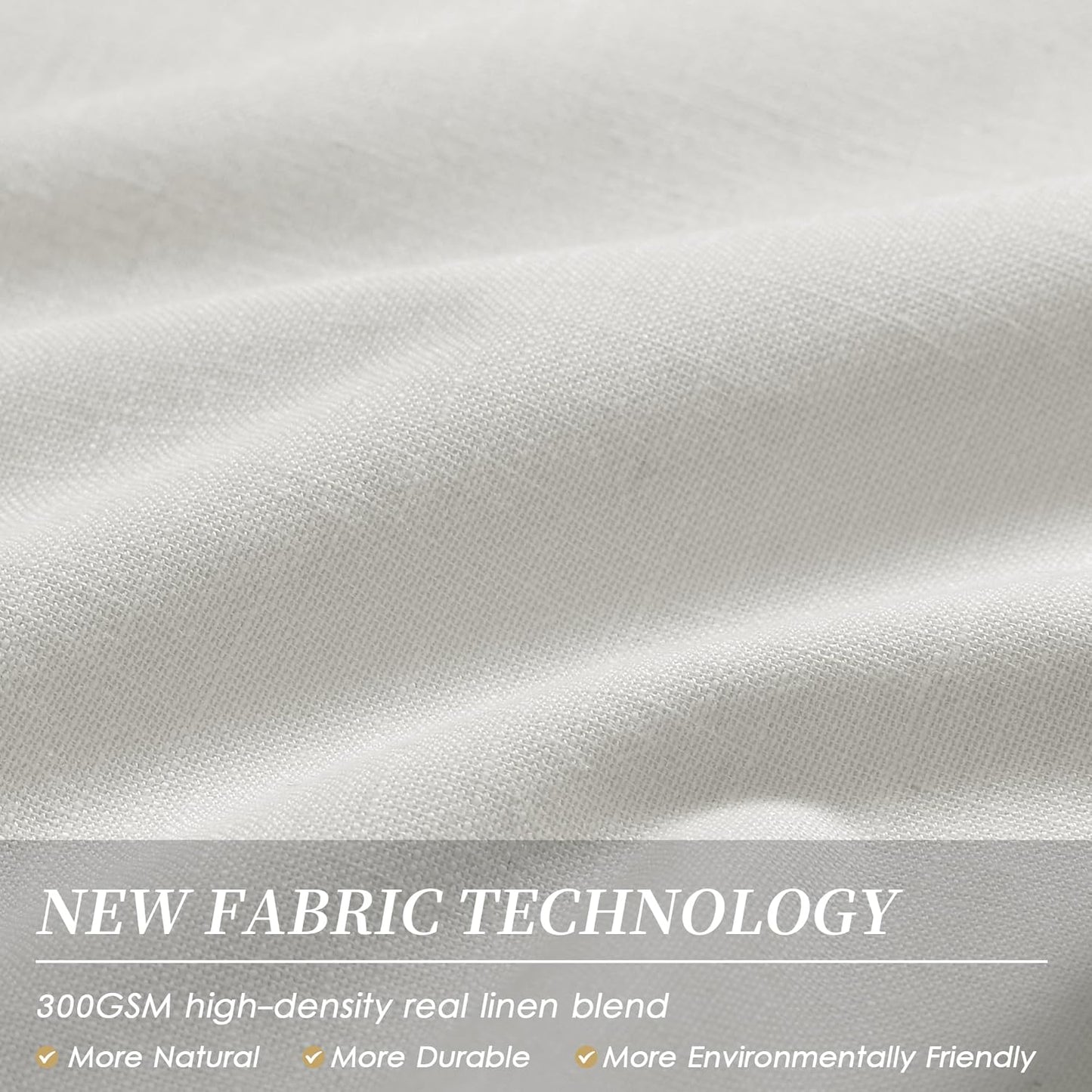 Natural Linen Blackout Curtains Thermal Insulated 120 Inch 100% Complete Black Out Window Curtains Back Tab Ivory Linen Textured Neutral Farmhouse Living Room Darkening Drapes High Ceiling Length