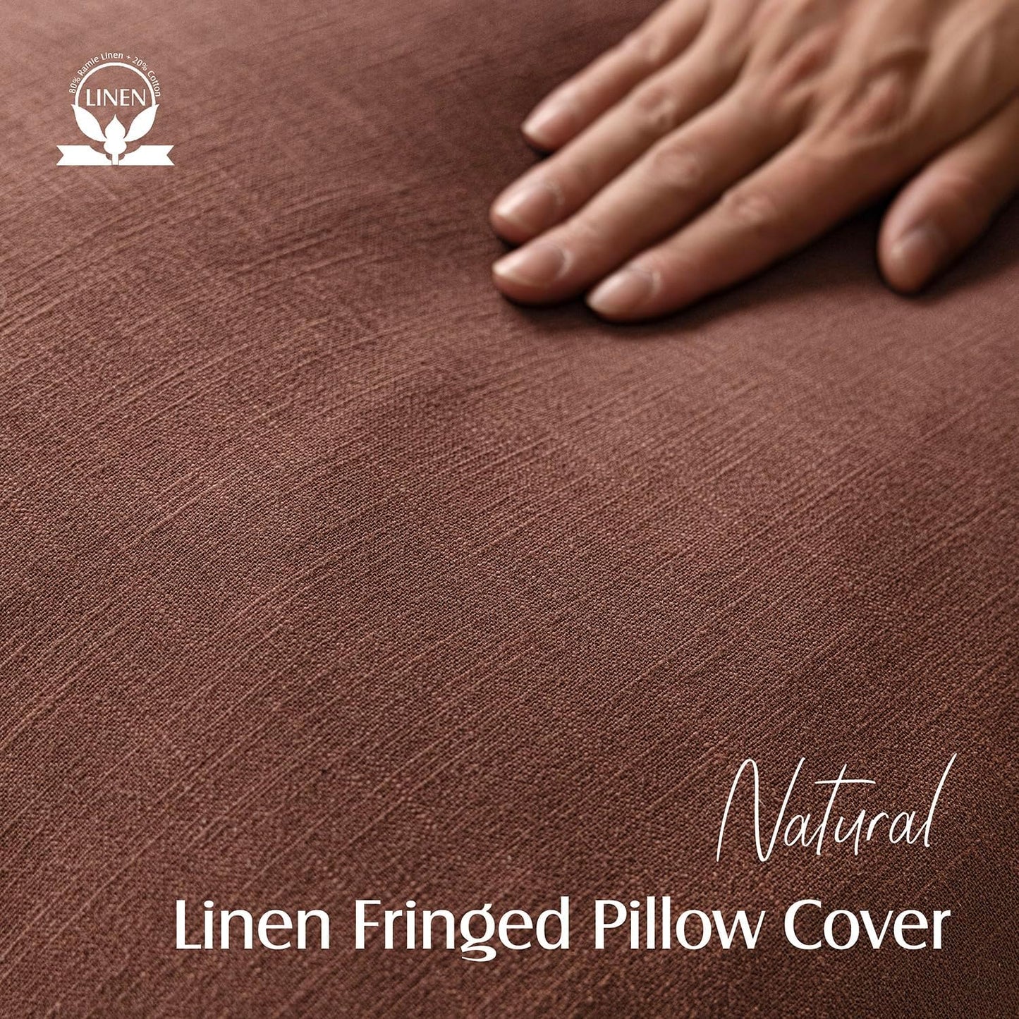 Foindtower Set of 2 Decorative Linen Fringe Throw Pillow Covers Boho Farmhouse Cushion Cover with Tassels Soft Accent Pillowcase for Couch Chair Sofa Bed Living Room Home Decor,24×24 Inch,Rust Red