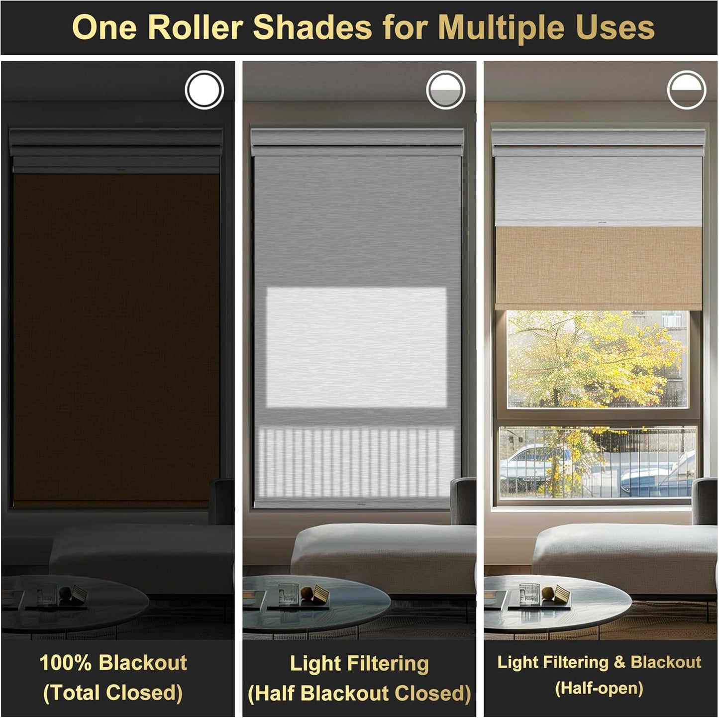 BERISSA Cordless Dual Roller Shades with Cassette Valance,Double Window Shades Blackout and Light Filtering Shades,Day and Night Roller Shades for Home Office Door.Linen Beige and White.74 W x 80" H
