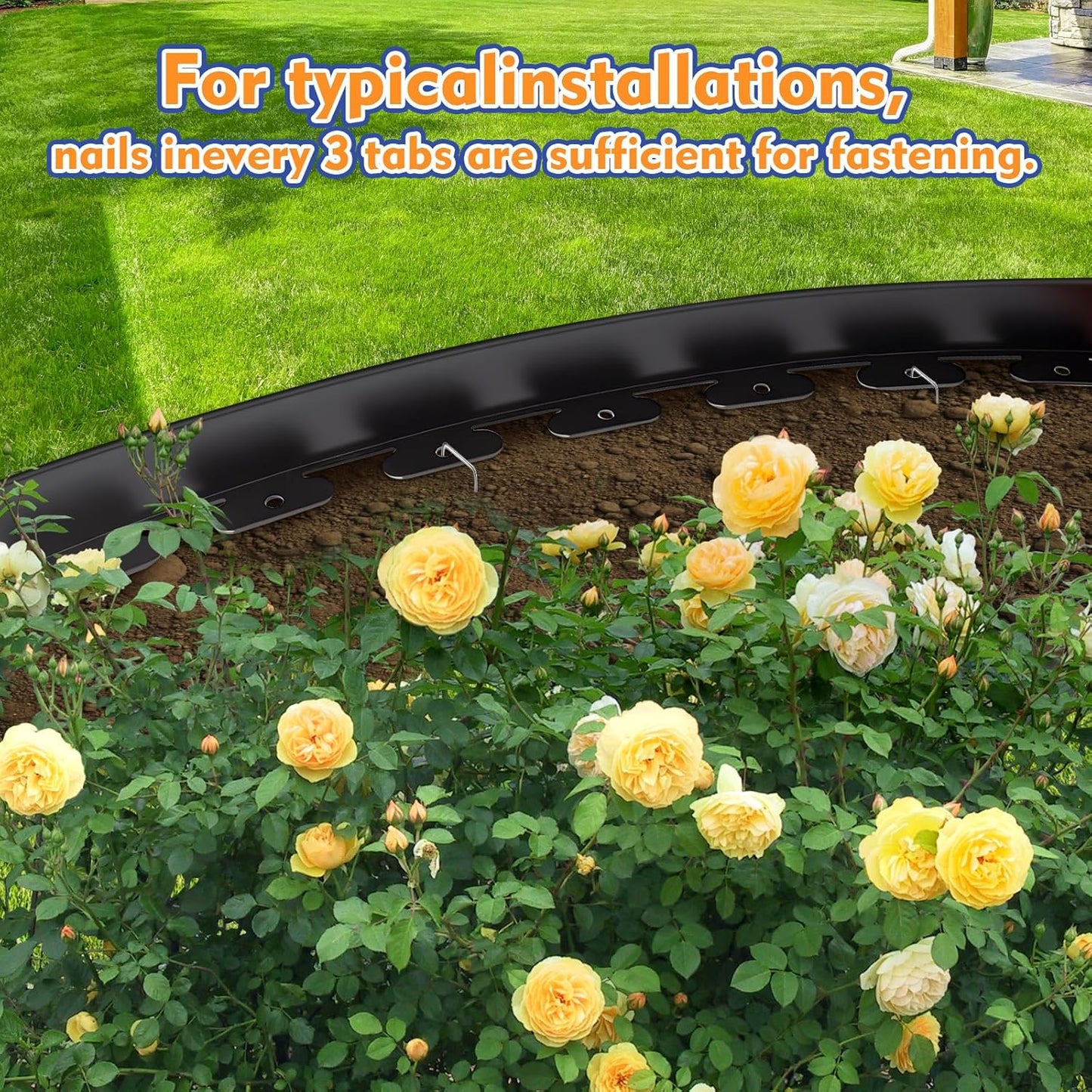 3 Inch x 40 FT (Multiple Sizes Available) Landscape Edging, Garden Edging Borders with 40pcs Upgrade Stakes, Flexible No Dig Plastic Garden Border for Lawn, Landscaping, Flower Beds and Yard