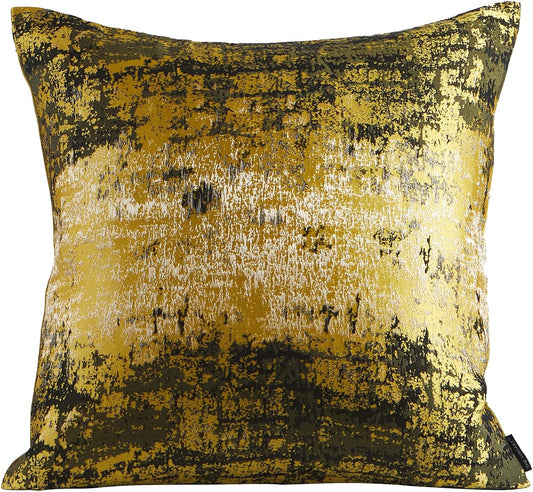 THE-TINOART Sun Gold & Black Jacquard Pillow Cover 18x18 - Luxury Embroidered Decorative Throw Pillow Cover, Reversible with Metallic Thread & Velvet Backing, Elegant Home Décor