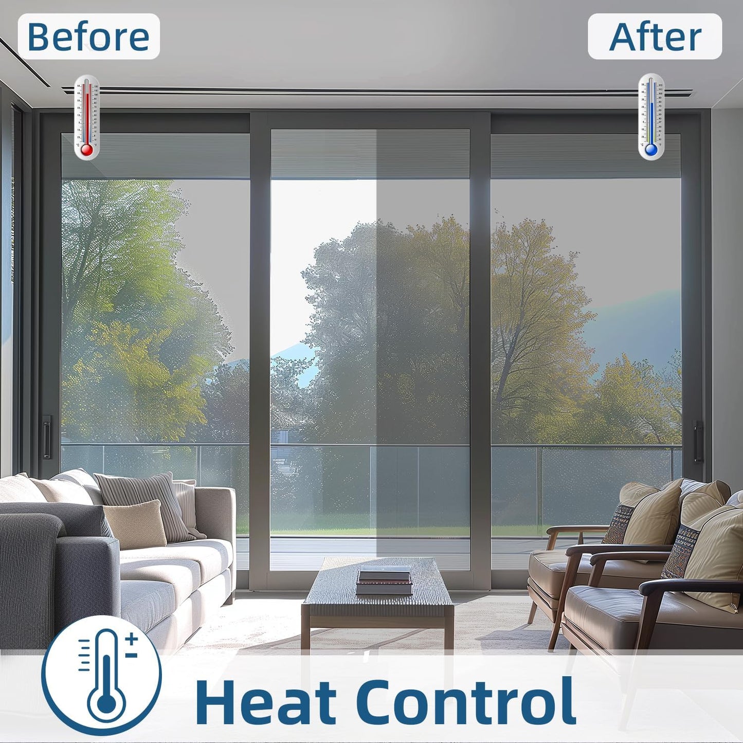 DUOFIRE One Way Window Film Privacy See Out Not in Heat Blocker Tint Reflective Mirror Tinting Film for Home Static Cling Anti-UV Sun Blocking Window Covering（Dark Silver, 35.4x78.7in）