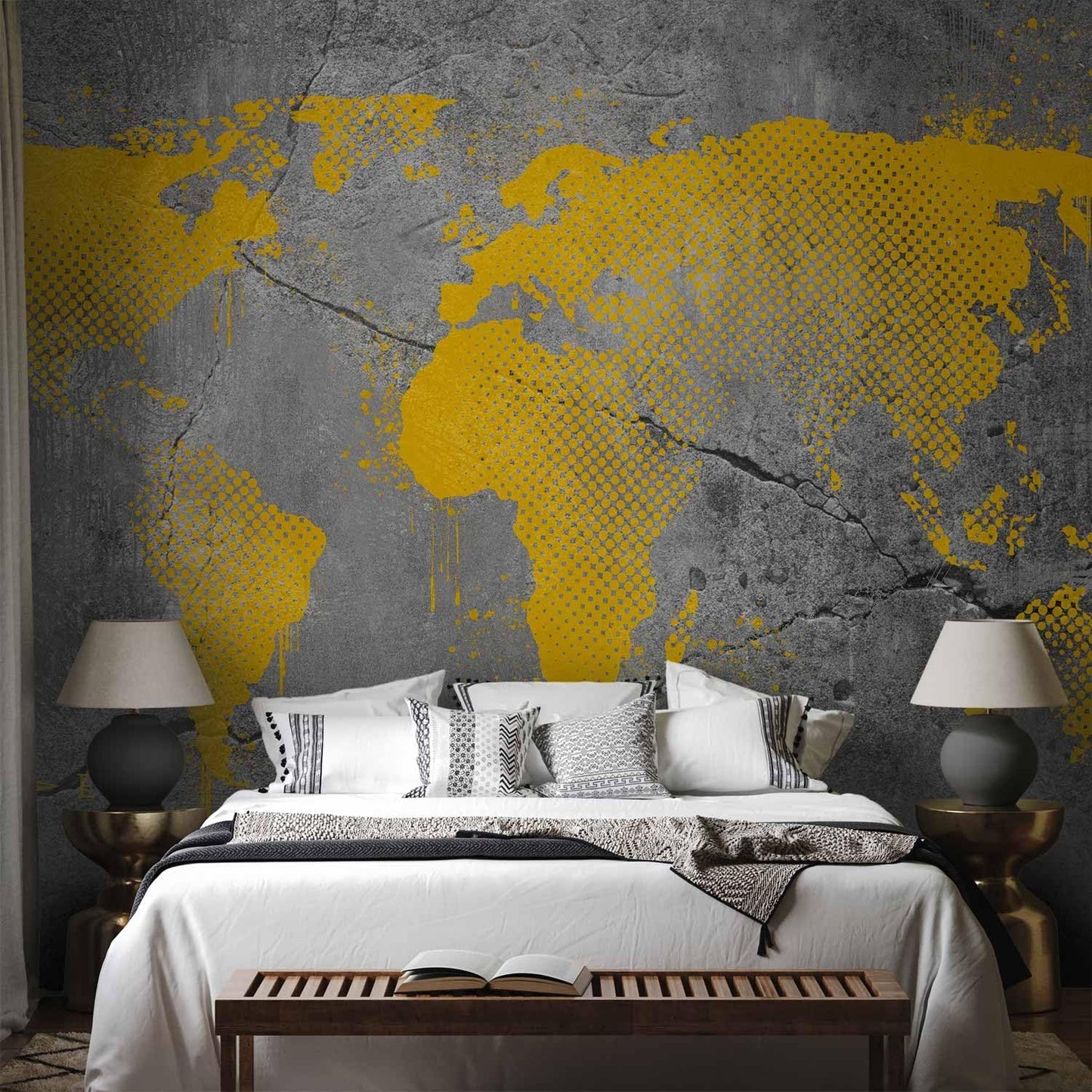 artgeist Premium Wall Mural World Map 157x110 in - XXL Non-Woven Wallpaper Fleece Wall Decor Photo Print Picture Image Design Map of The World k-A-0494-a-a