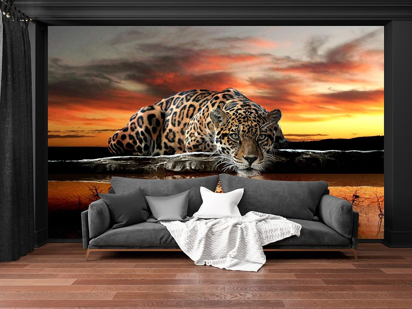 Animal Leopard 3D Wallpaper Mural Peel and Stick 98" x 58"