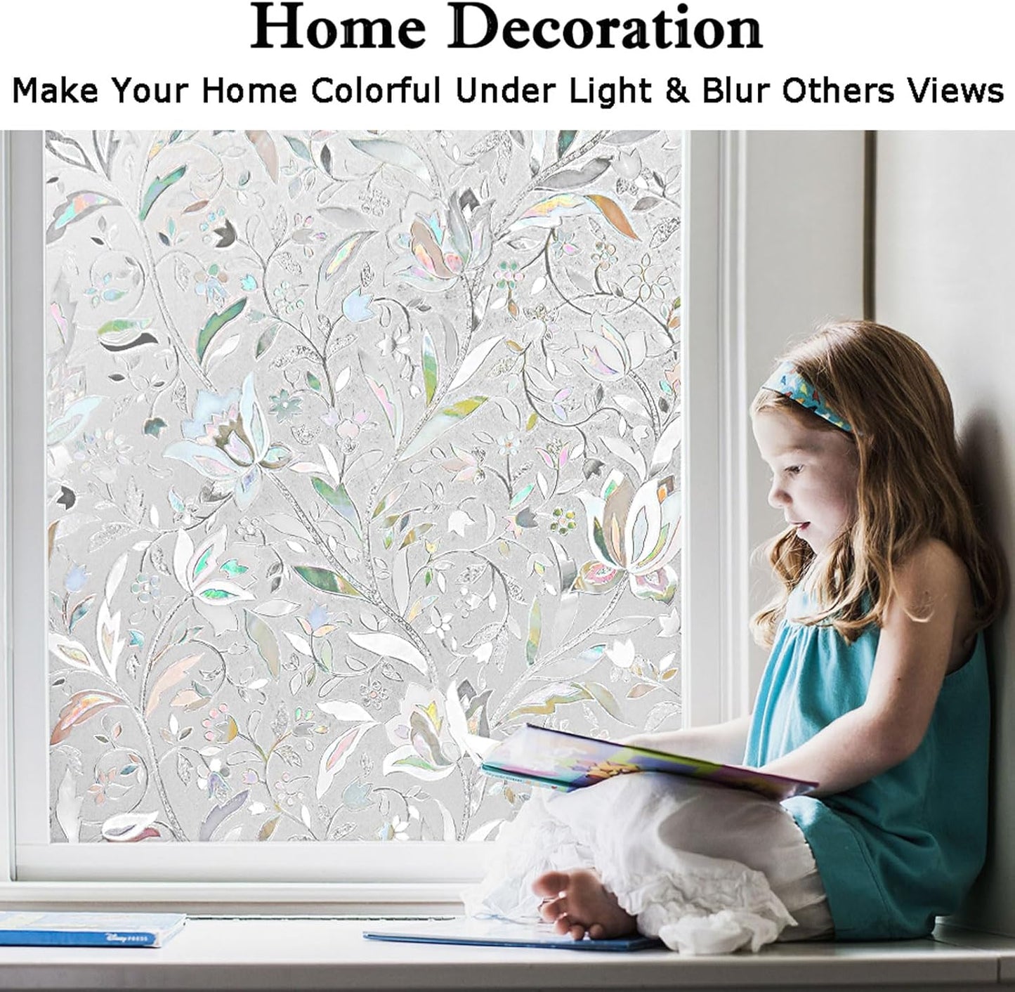 Kromapolis Window Film, Window Privacy Film, Window Vinyl Glass Covering, Stained Glass Decorative Film, Window Film Privacy Frosted, Static Window Clings, Non-Adhesive, No-Glue (11.8 x 78.7 inch)