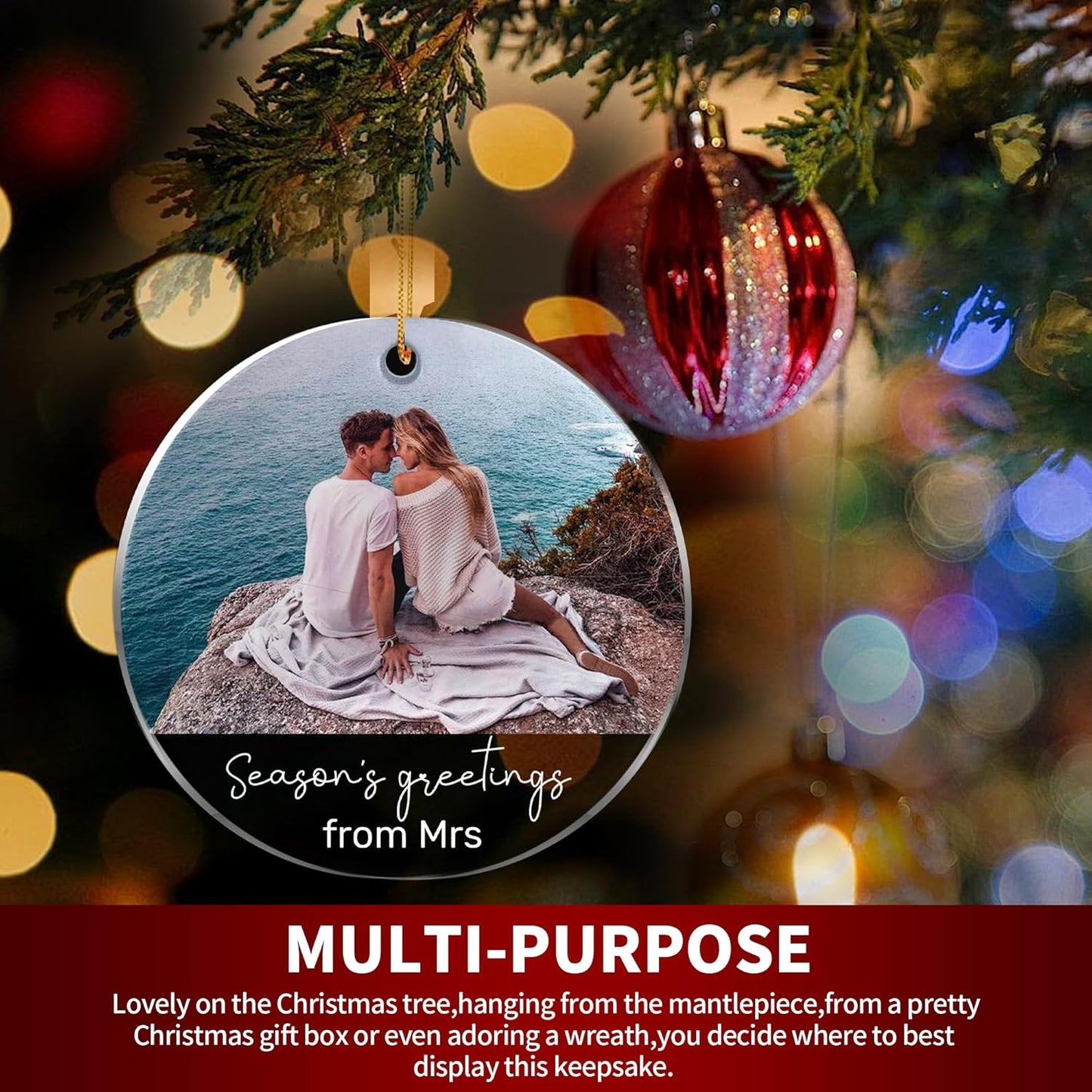 Personalized Christmas Ornaments, Custom Photo & Text 2025 Christmas Tree Ornament, Ideal for Xmas Decorations, Baby Showers, Weddings, Birthdays, Gifts for Mom, Dad, Kids, Pets, Friends