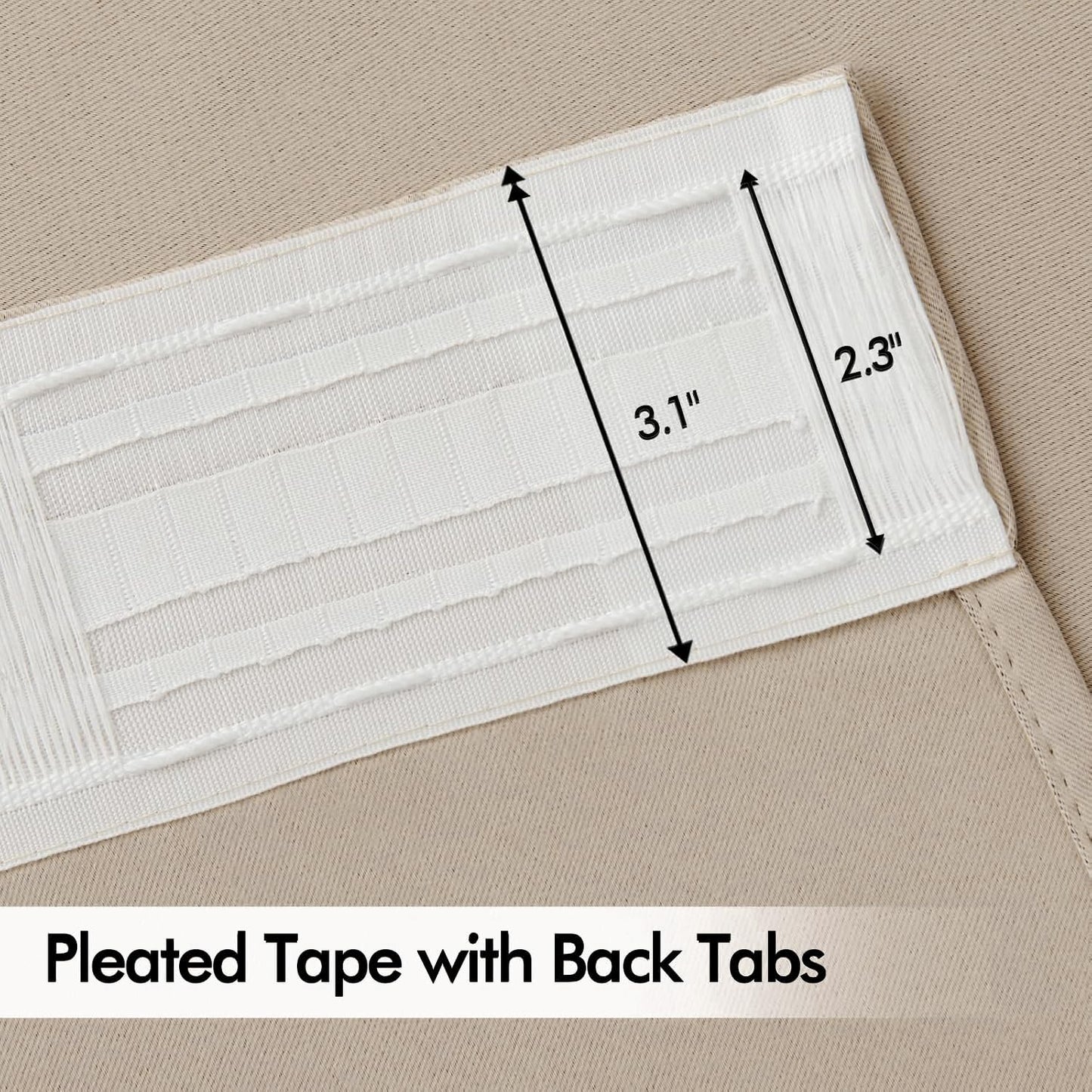 MIULEE Taupe Back Tab Blackout Curtains 63 Inch Length 2 Panels Set for Living Room Bedroom Privacy, Rod Pocket/Pinch Pleat Thermal Insulated Room Darkening Pleated Light Blocking Drapes