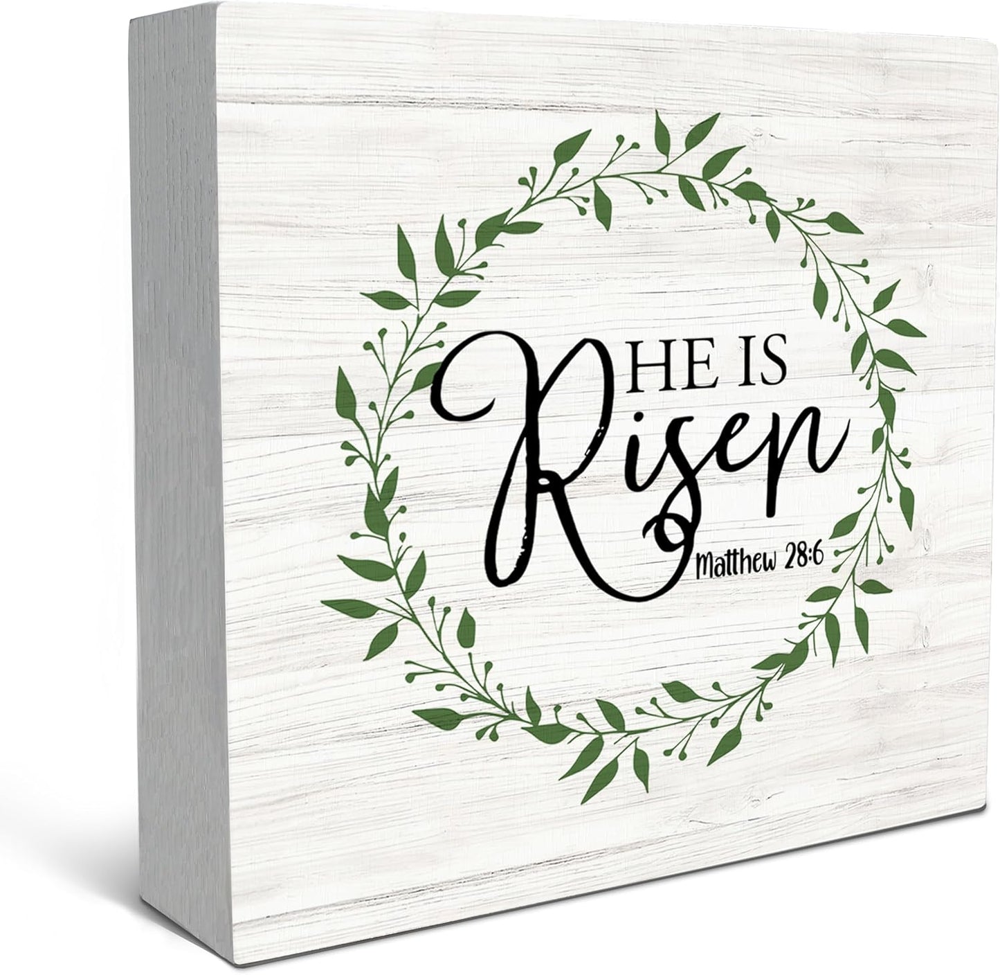 SRADMO He Is Resen Wood Box Sign Desk Decor, Christian Decor Wooden Sign Decoration For Home Office, Wooden Sign Decorations Indoor, Christian Signs For Home Decor Shelf Table Decor