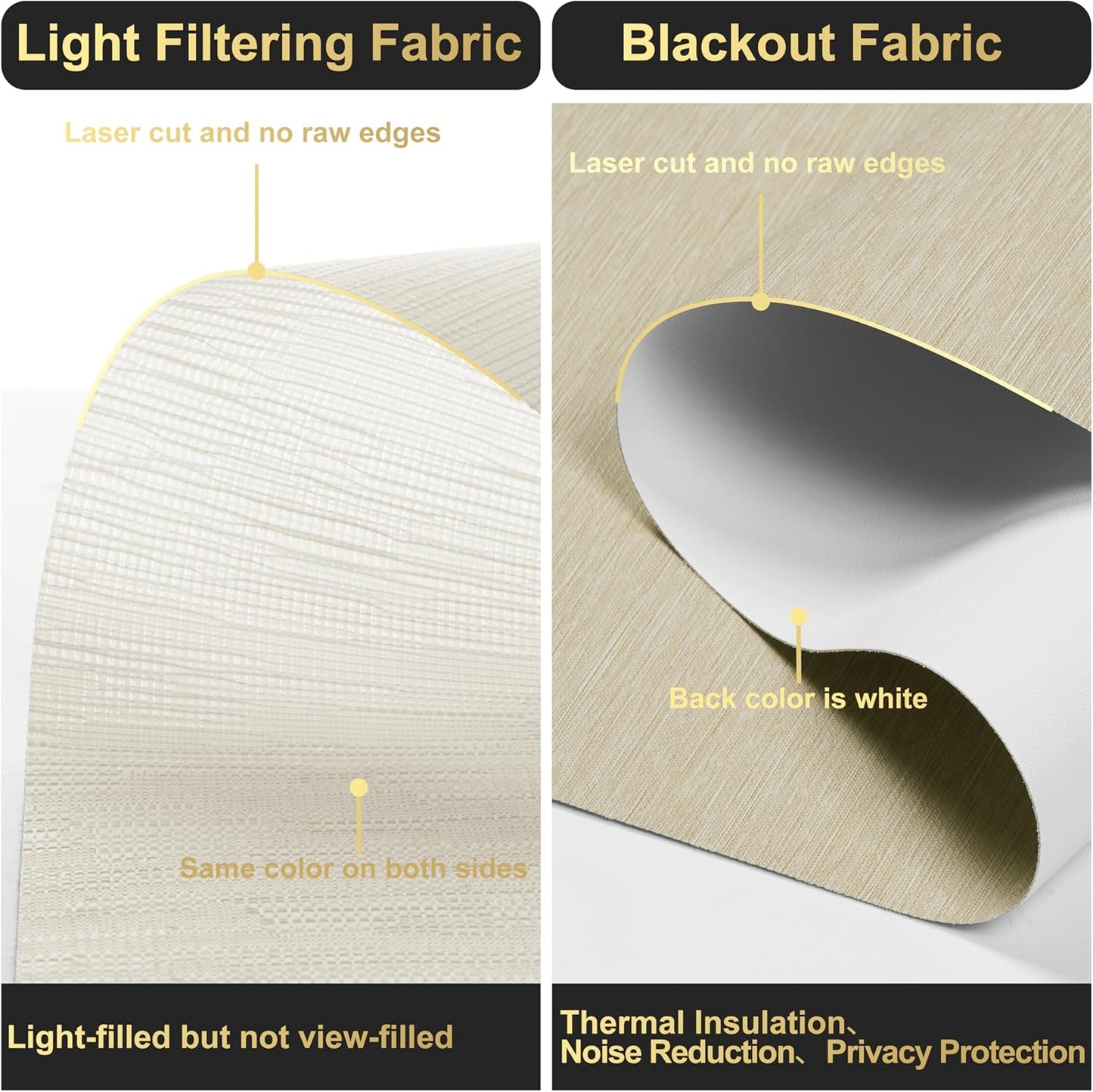 BERISSA Cordless Dual Roller Shades with Cassette Valance, Double Blackout and Light Filtering Shades for Home Office Door. Striped Jacquard Beige. 38 W x 80" H