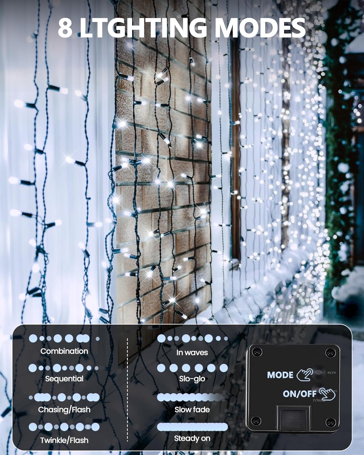 2 Pack Solar Christmas Lights Outdoor, 400 LED 144FT Extra-Long Solar String Lights Waterproof with Green Wire 8 Lighting Modes, Twinkle Light for Xmas Tree Fence Porch Garden Party Decor, Cool White