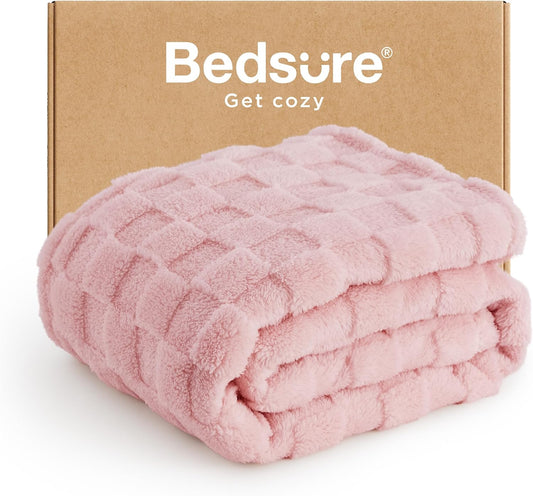 Bedsure GentleSoft Twin Blanket for Bed Blush Pink - Super Soft Cozy Blankets for Women Men Girls, Cute Fuzzy Fleece Throws for Bedroom Couch, 60x80 Inches