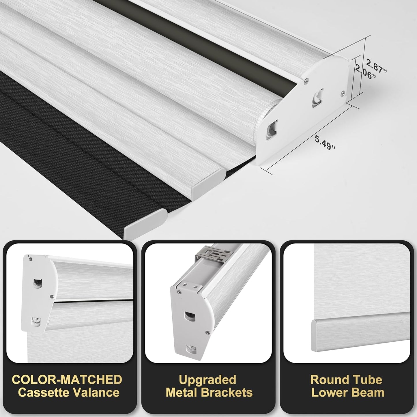 BERISSA Cordless Dual Roller Shades with Cassette Valance,Double Window Shades Blackout and Light Filtering Shades,Day and Night Roller Shades for Home Office Door.Linen Black and White.31 W x 64" H