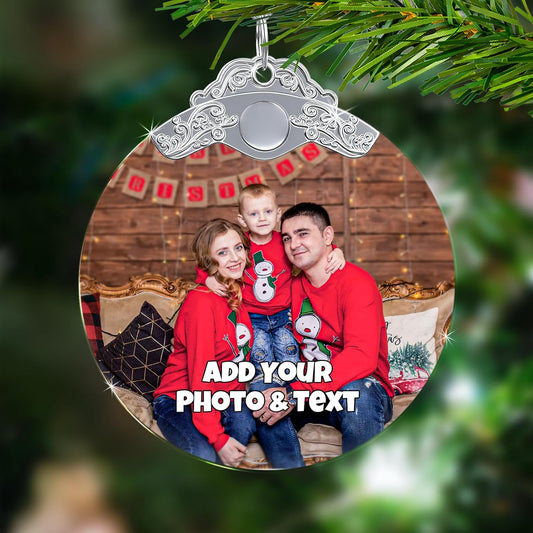 Personalized Christmas Ornament with Photo - Custom Picture Ornaments for Christmas 2025, Customized Crystal Ornament Xmas Tree Decor, for Family, Friends, Lovers