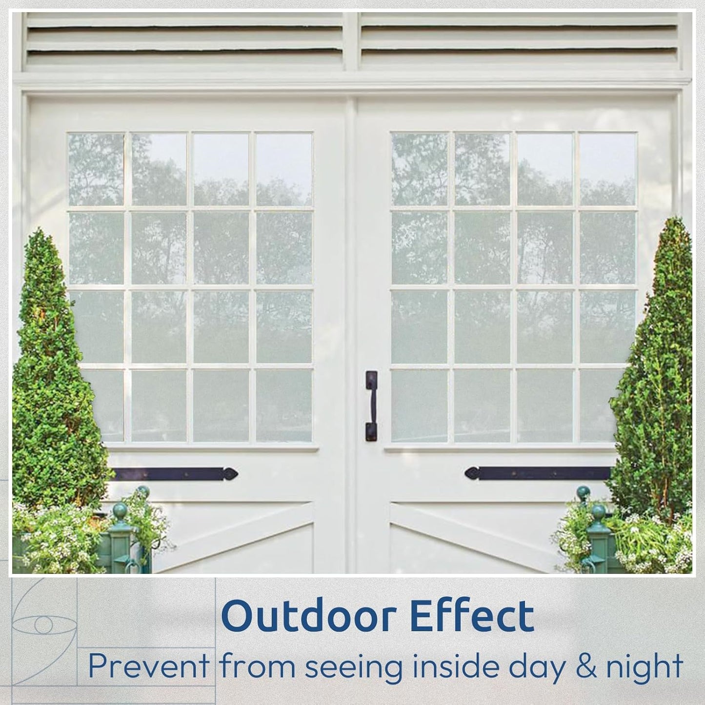 rabbitgoo Window Privacy Film, Non-Adhesive Frosted Glass Window Film for Bathroom, Static Cling Heat Blocking Stickers for Home Indoor Opaque Frosting Coverings House Tint, Matte White 35.4" x 393.7"