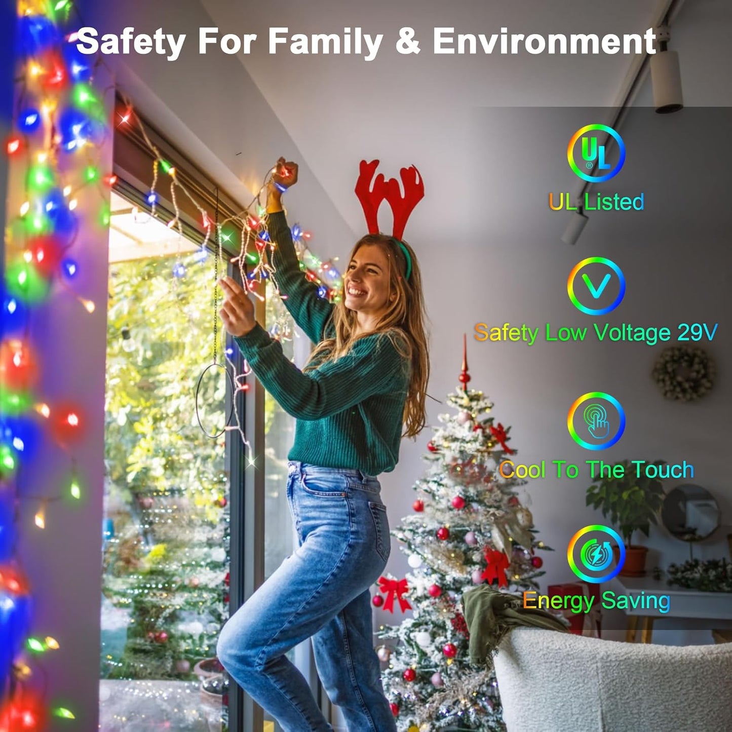 60FT 612 LED Outdoor Christmas Lights - 136 Ice Drops, 12 Pro Modes with Timer Memory & Brightness, Waterproof Hanging Ice String Light for Holiday Wedding Garden Fence House Decor (Multicolor)