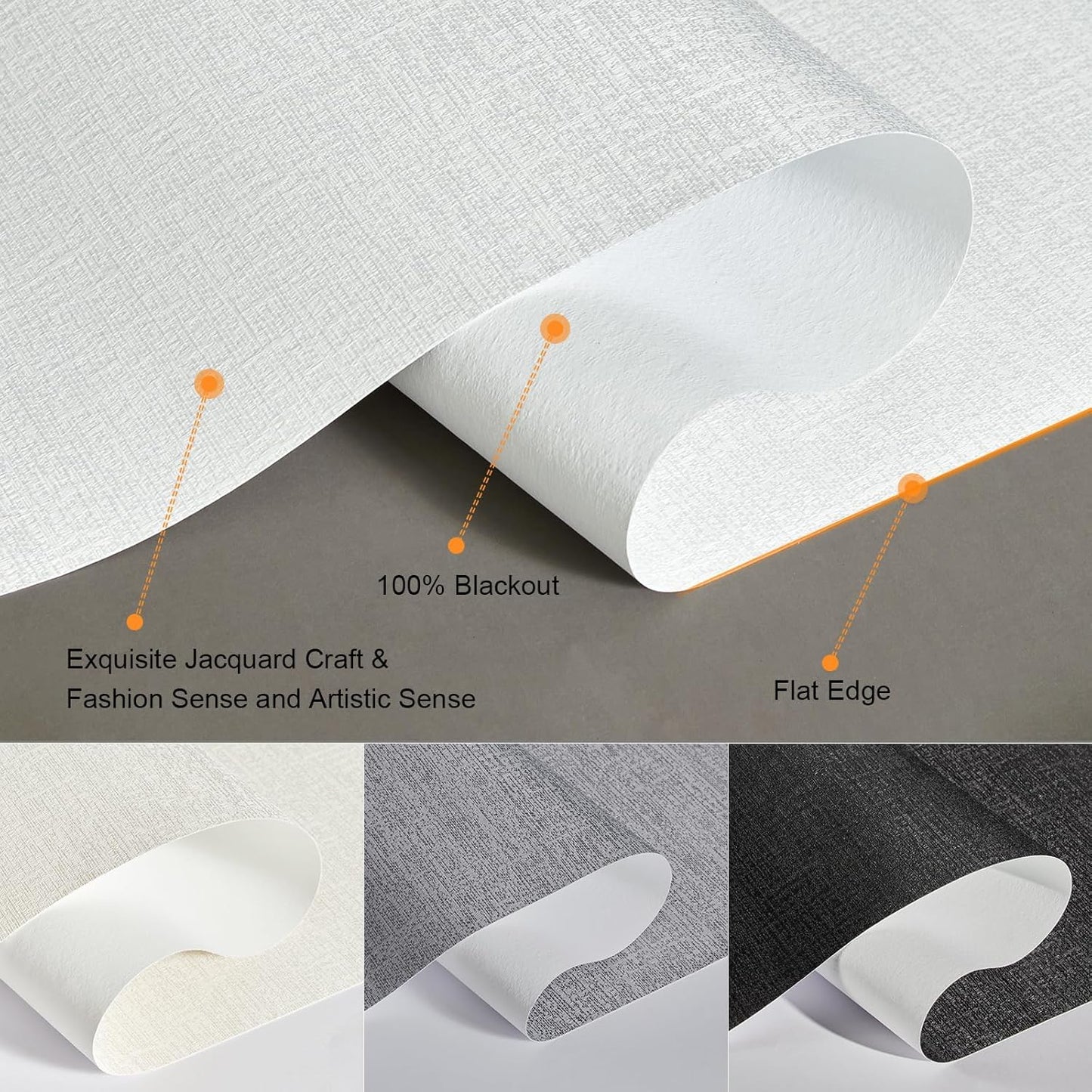 Persilux Blackout Roller Shades & Blinds Windows Shades Free-Stop Blackout Blinds with Jacquard Fabric,Cordless Blinds Pull Down Shades for Home, Easy to Install for Door/Office, White(83.5"W x 48"H)