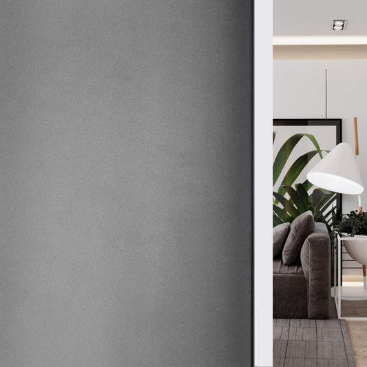 HIDBEA Frosted Window Privacy Film - Non Adhesive Static Cling Glass Stickers Sun UV Blocking Heat Control Door Covering Decals for Home Office, Frosted Gray, 17.5 x 78.7 Inch