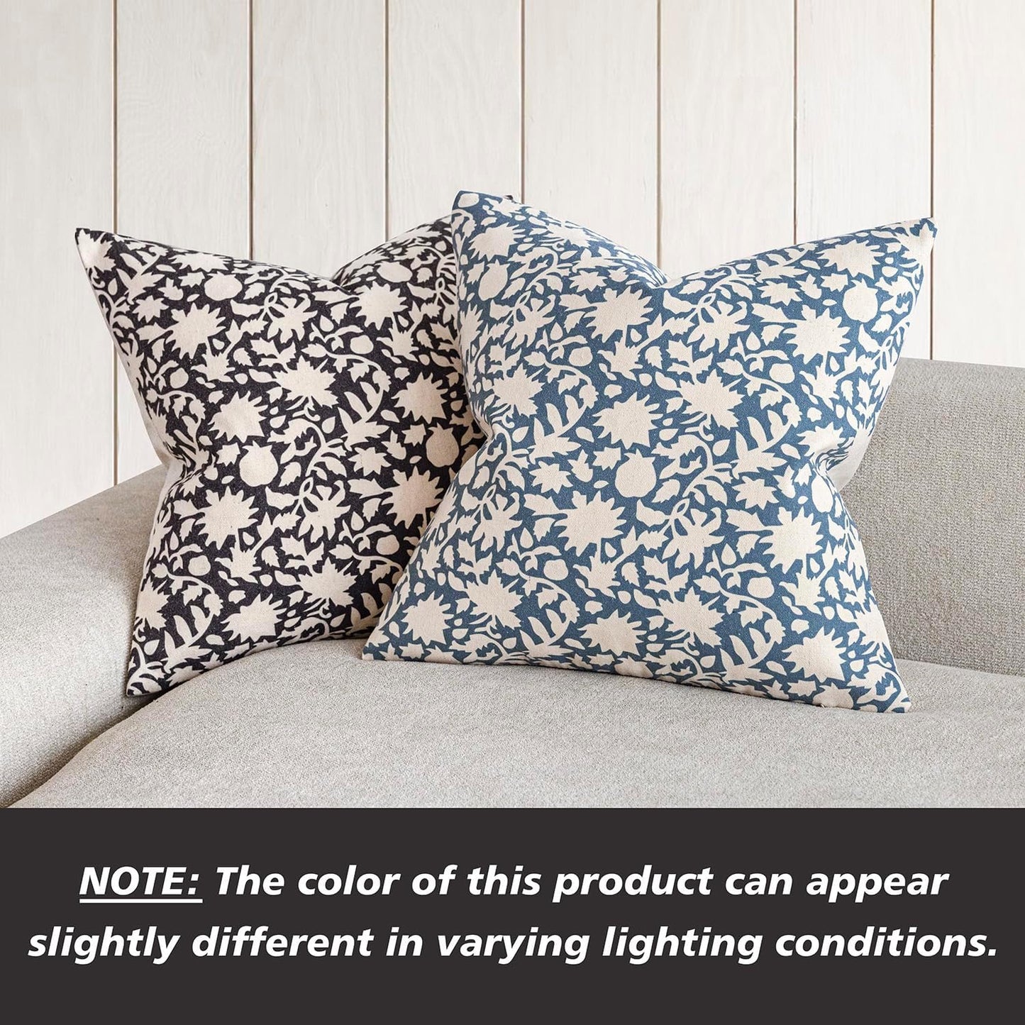 Foindtower Set of 2 Decorative Neutral Floral Throw Pillow Covers Accent Farmhouse Cushion Covers Boho Vintage Pillowcase for Couch Sofa Bedroom Living Room Home Decor Outdoor24×24 Inch,Black