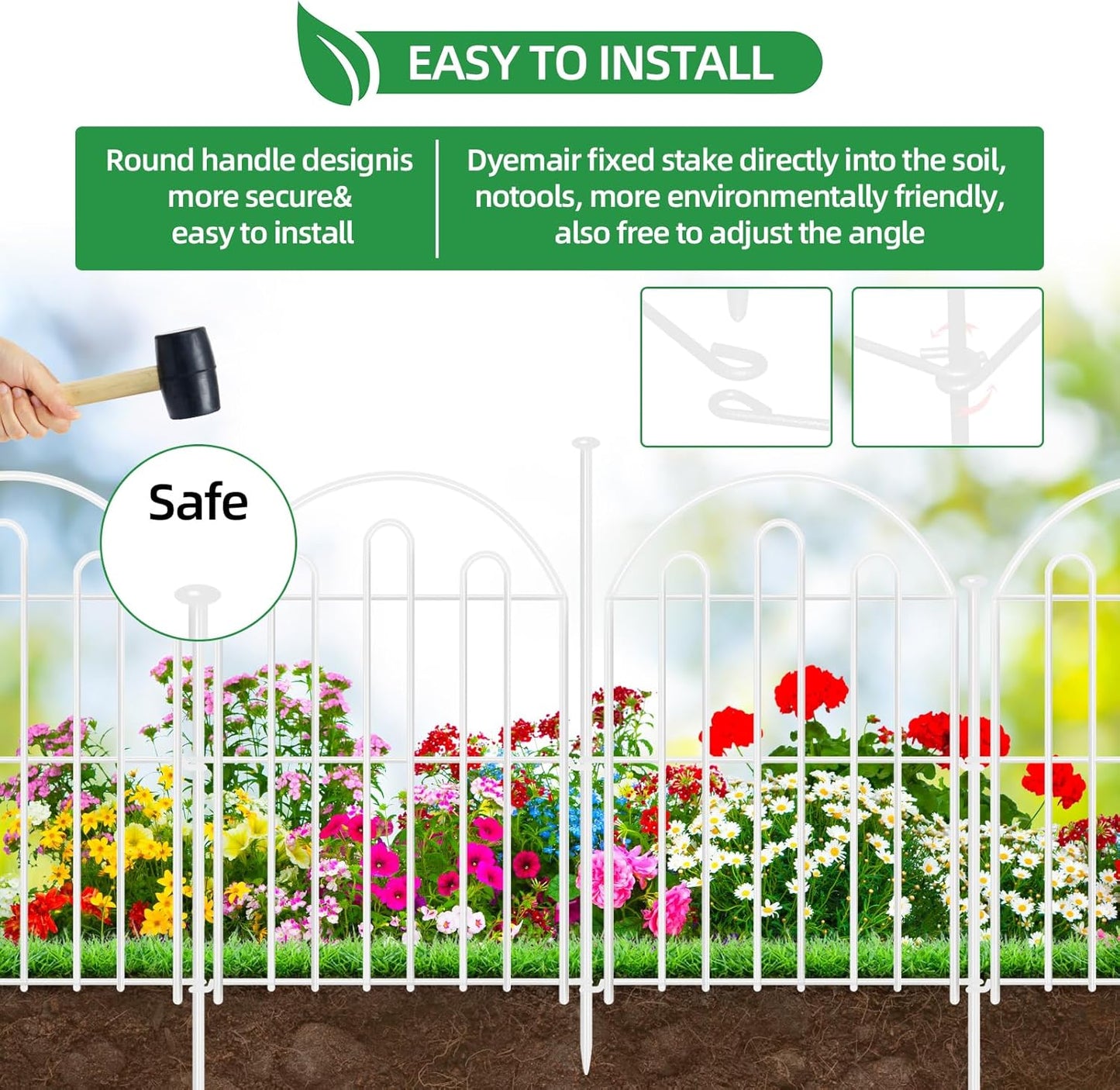 26 Pack Decorative Garden Fence, 26in x 28ft Arched No Dig Animal Barrier Fence for Dog Rabbit, Garden Edging Border, Rustproof Metal Ground Stake Border for Outdoor Yard Patio Decor, White