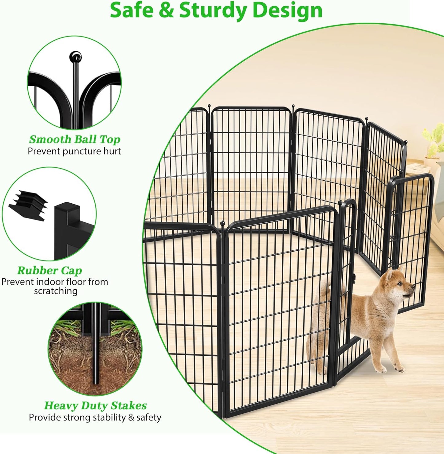 Decorative Black Metal Fencing Garden Fence with Gate, 54ft(L) 40in(H) 24 Fence Panels No Dig Fence Rustproof Animal Barrier Fence Temporary Dog Panels Fencing Outdoor