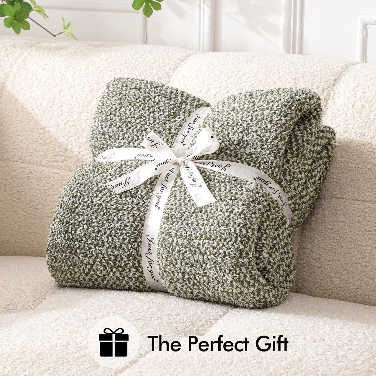 MIULEE Super Soft Throw Blanket for Couch, Olive Green Cozy Fluffy Warm Blankets Lightweight Knit Throw Blankets for Sofa, Bed, Chair, Living Room, Camping, Picnic, 60 x 80 inch