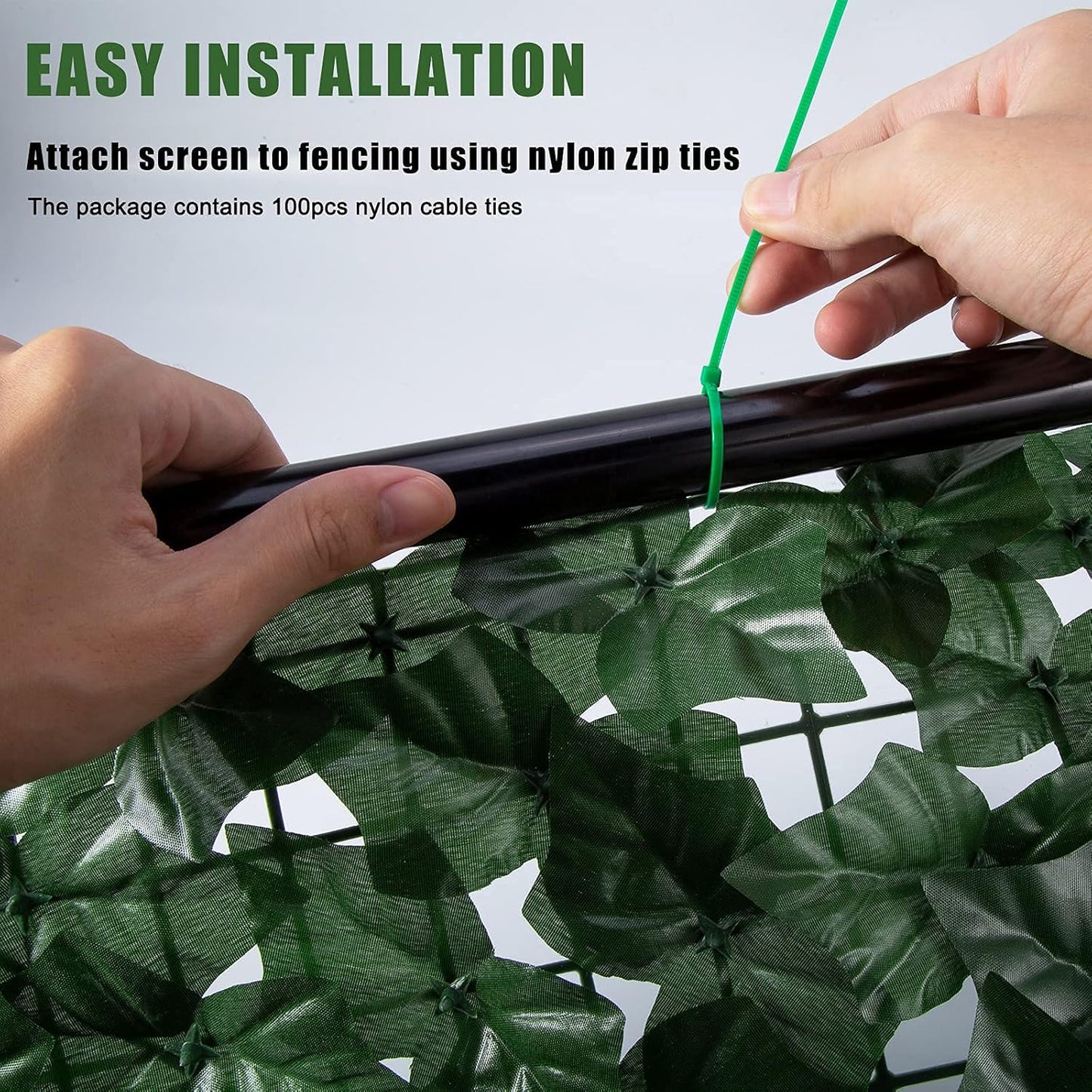 Faux Ivy Fence Privacy Screen Outdoor Expandable Artificial Greenery Roll Fake Hedge Wall Patio Green Plastic Leaf Plant Vine Grass Panels Gate Covering for Garden Yard Balcony (118 X 39.4 in)