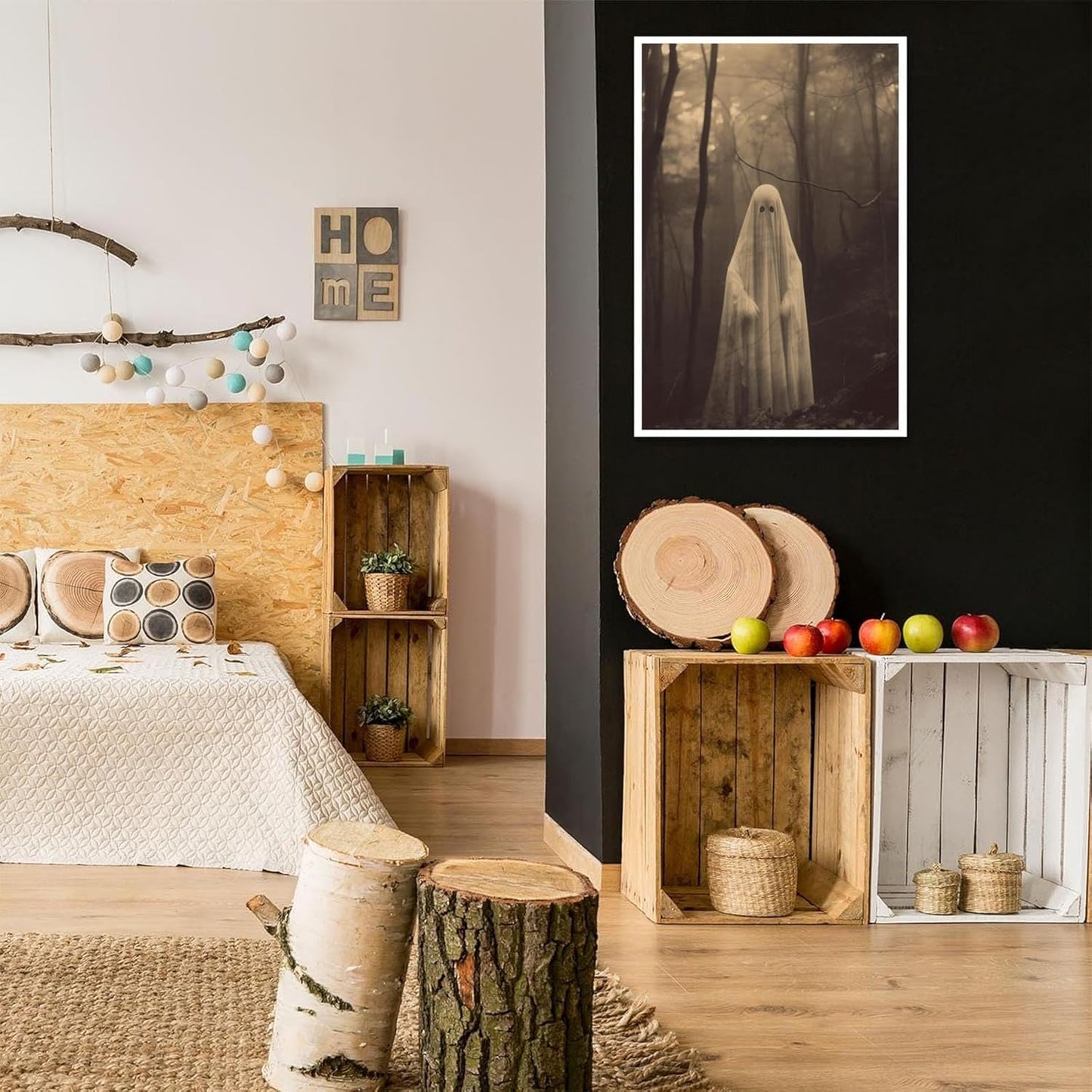 Ghost Forest Spooky Print Poster The Gothic Room Decor Creepy Picture Posters Dark Academia Aesthetic Family Prints Canvas Wall Art Home Apartment Decorations 24X36inch Unframed