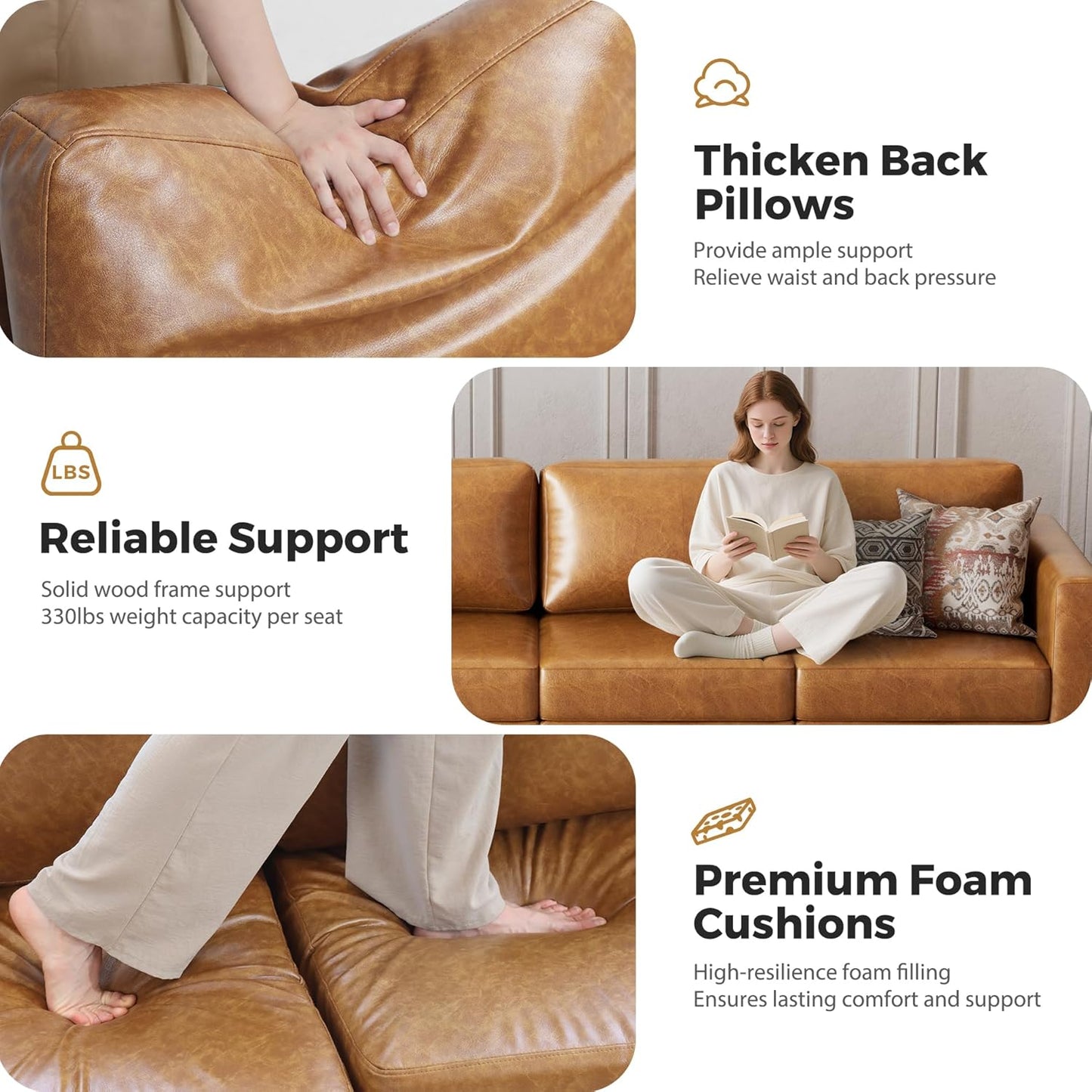 Faux Leather Oversized Accent Chair with Storage Deep Seat Single Sofa Large Reading Armchair for Living Room Bedroom Office Brown