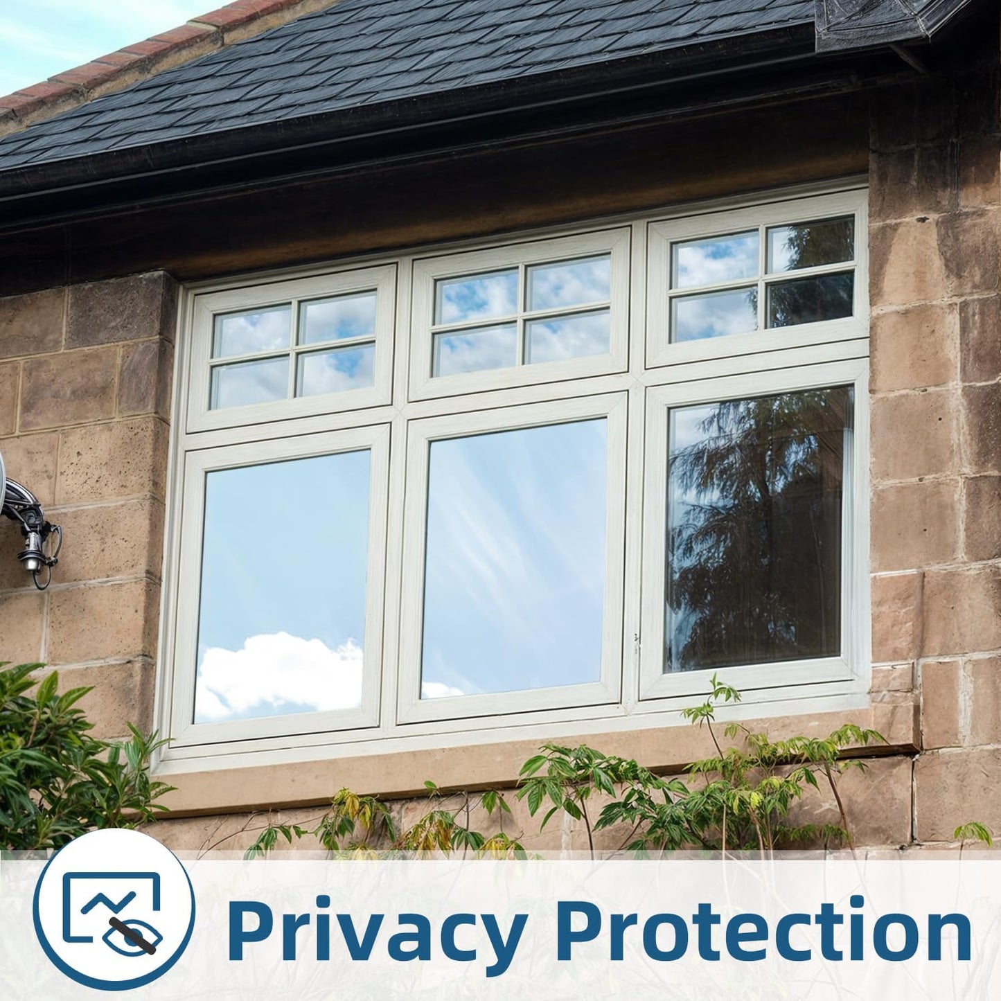 DUOFIRE One Way Window Film Privacy See Out Not in Heat Blocker Window Tint Reflective Mirror Windows Tinting Film for Home Static Cling Anti-UV Sun Blocking Windows Covering（Silver, 35.4x78.7in）