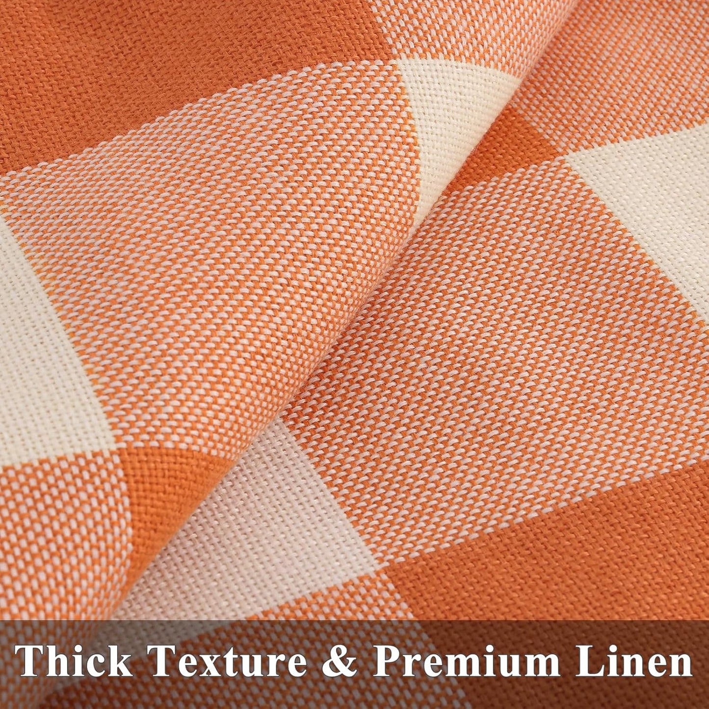 decorUhome Fall Orange and White Decorative Throw Pillow Covers 24x24 Set of 2, Buffalo Plaid Check Farmhouse Cushion Covers with Stitched Edge for Autumn Harvest Couch Sofa Bed Home Decor