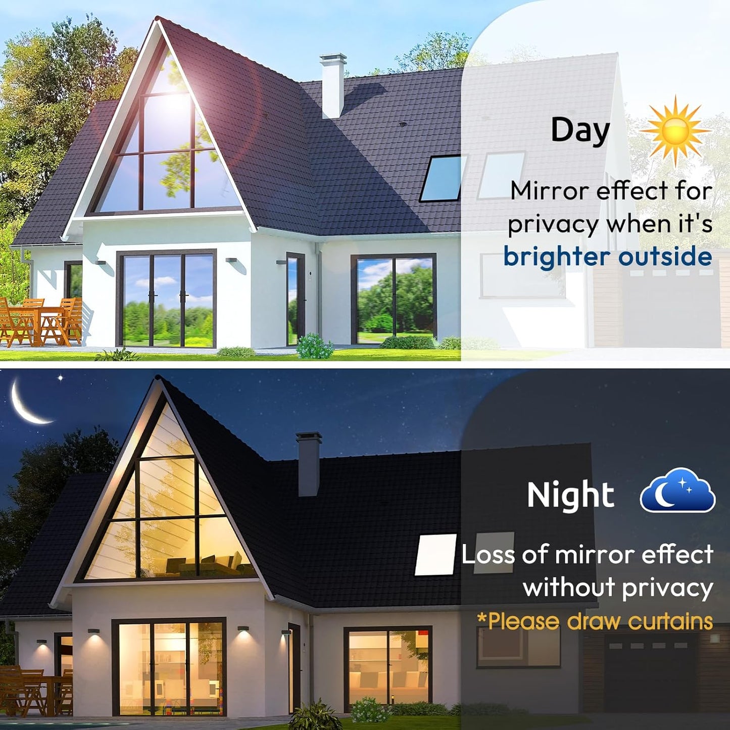 rabbitgoo Window Privacy Film One Way Window Tint for Home, Removable Reflective Heat Sun Blocking Anti UV Glass Door Covering, Mirror Tinting Film House Office, 29.5 in X 16.4 Feet, Silver