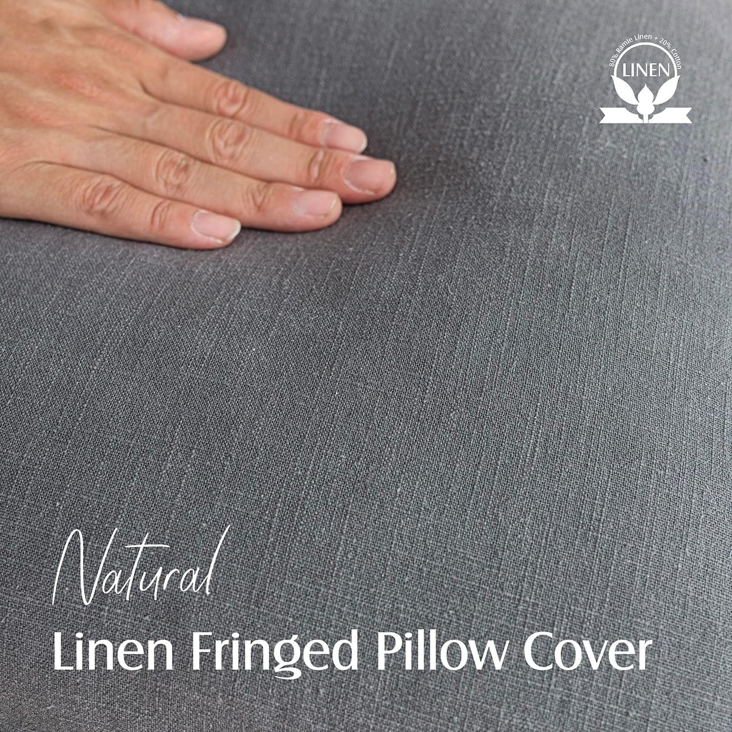 Foindtower Set of 2 Decorative Linen Fringe Throw Pillow Covers Cozy Boho Farmhouse Cushion Cover with Tassels Soft Accent Pillowcase for Couch Sofa Bed Living Room Home Decor, 16×16 Inch, Gray