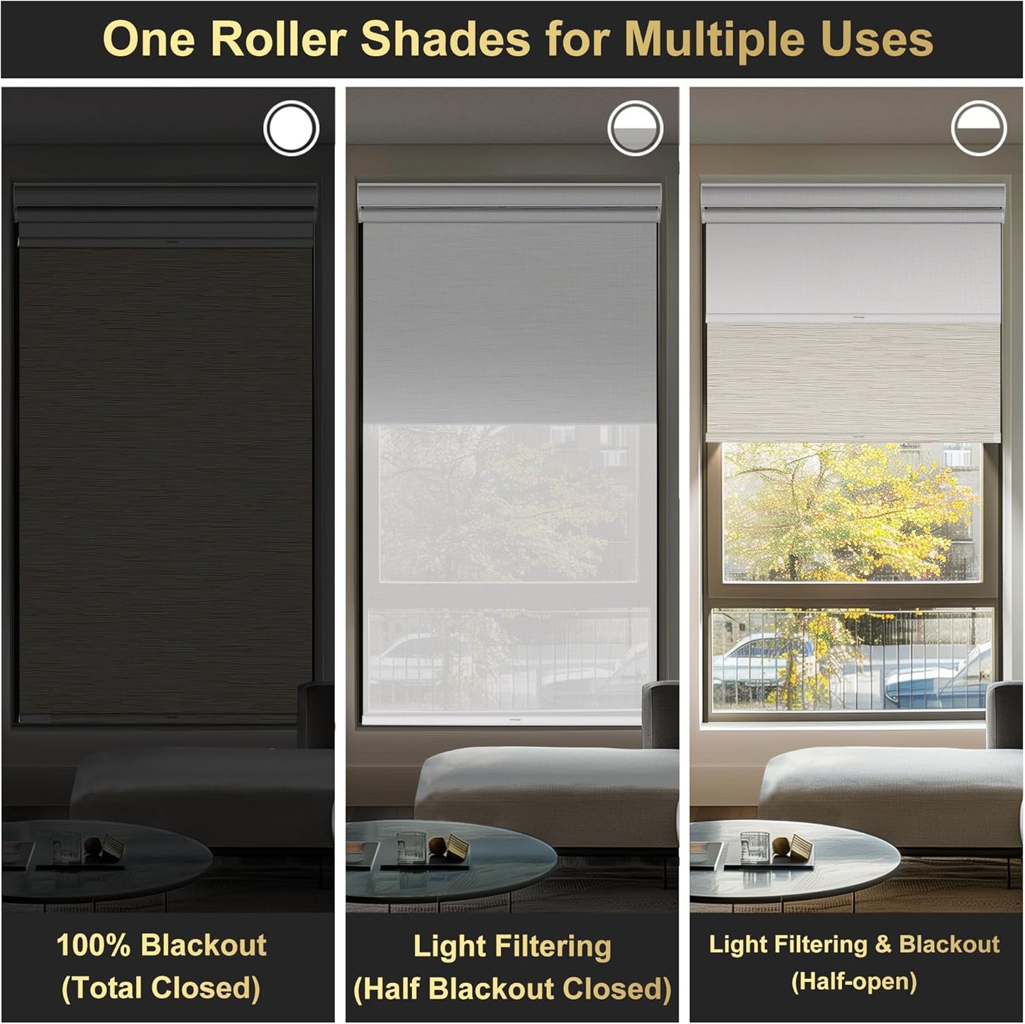 BERISSA Dual Roller Shades with Cassette Valance,Blackout and 5% Light Filtering,Day and Night Shades for Home Office. Beige & White.Custom Sizes