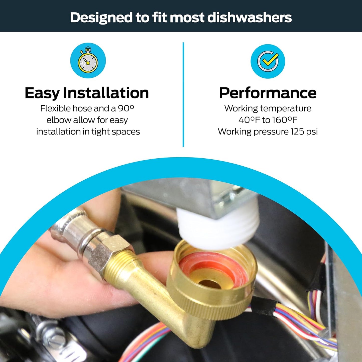 Eastman Dishwasher Installation Kit, 12 Foot Hose with Adapters, 3/8 Inch MIP x 3/4 Inch FHT Elbows, Braided Stainless Steel Connectors, 69008