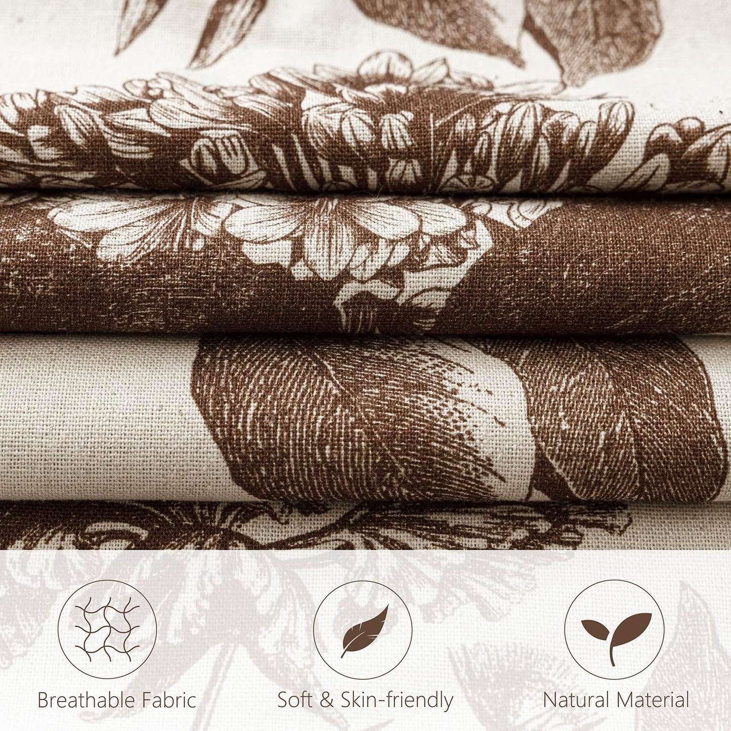 Foindtower Set of 2 Linen Floral Throw Pillow Covers Vintage Accent Print Decorative Cushion Covers Farmhouse Boho Home Decor for Sofa Chair Couch Bedroom Living Room Outdoor,22×22 Inch,Dark Brown