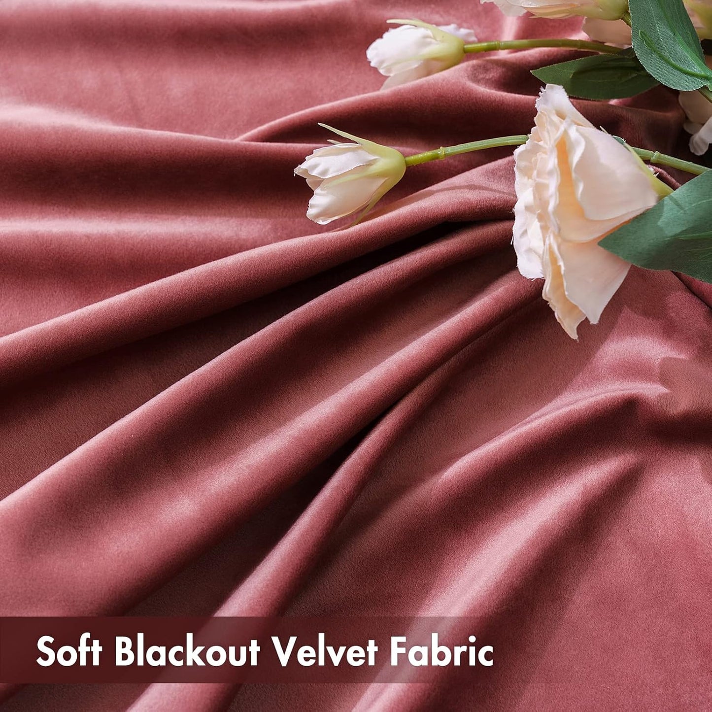 MIULEE Dusty Rose Pink Velvet Curtains Thermal Insulated Blackout Curtain Drapes for Bedroom Living Room Darkening 96 Inches Long Curtains Panels Rod Pocket Set of 2