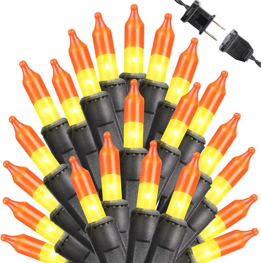 Toodour Candy Corn Halloween Lights, 75ft 300 Count Incandescent Halloween String Lights, UL Certified Connectable Mini Bulbs Yellow & Orange Light for Home, Garden, Porch, Party, Yard, Indoor Decor