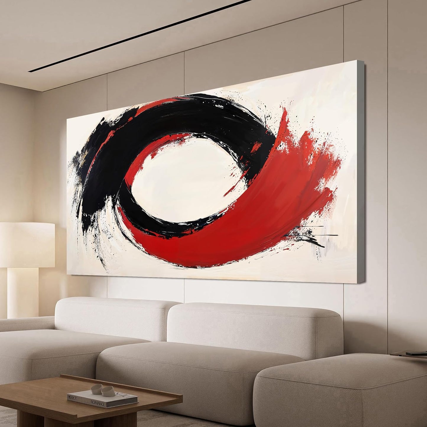Abstract Wall Art Decor Minimalist Black Wall Art Prints Abstract Canvas Art Wall Decor Large Modern Wall Art Red Wall Art Pictures for Living Room Artwork for Walls Bedroom Office Decor 24" X 48"