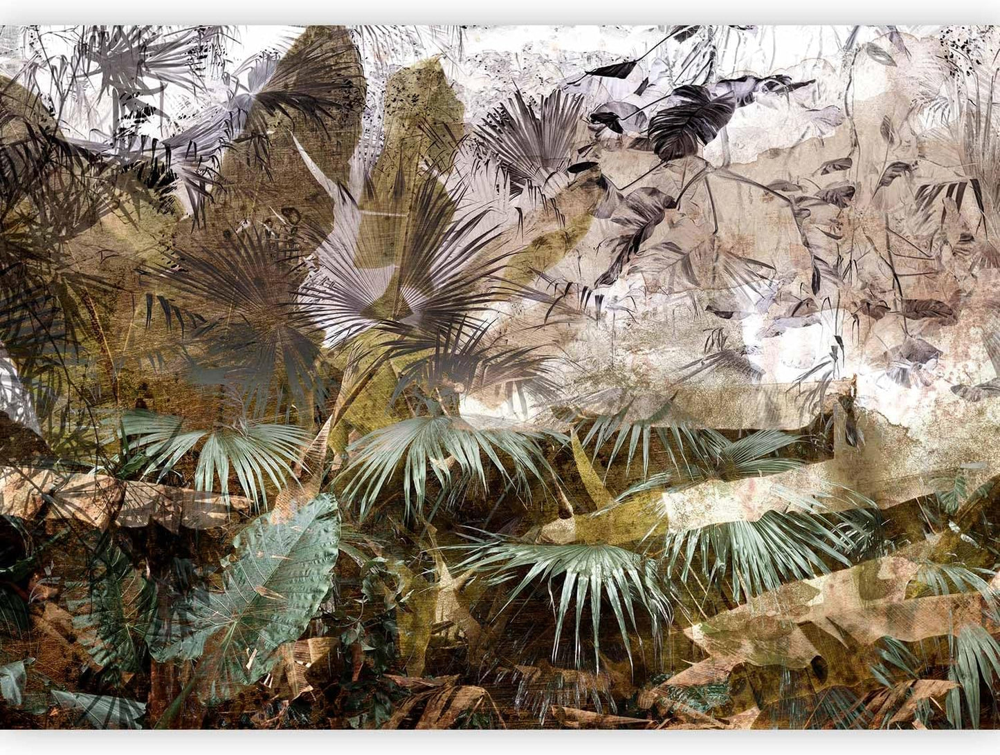 artgeist Wall Mural Tropical Leaves 77x55 in - XXL Peel and Stick Self-Adhesive Wallpaper Removable Large Sticker Foil Wall Decor Print Picture Design Jungle Nature Palm Green Leaves b-C-0789-a-a