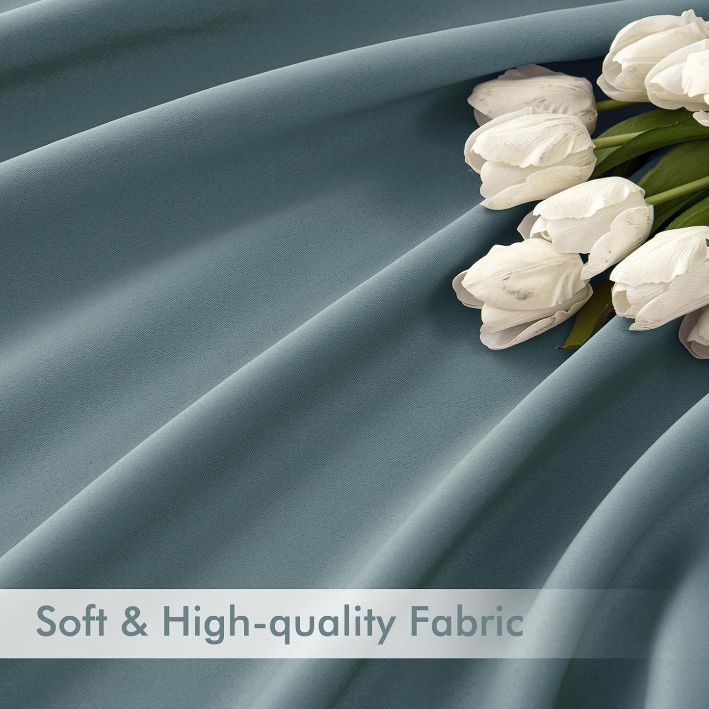 MIULEE Greyish Blue Back Tab Blackout Curtains 72 Inches Long 2 Panels Set for Living Room Bedroom Privacy, Rod Pocket/Pinch Pleat Thermal Insulated Room Darkening Pleated Light Blocking Drapes