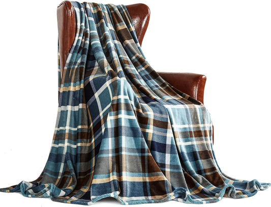 MERRYLIFE Throw Blanket Plaid Sherpa | Ultra-Plush Soft Colorful Oversized | Decorative Couch Travel Blanket | Large Size(60" 90", Greenland)